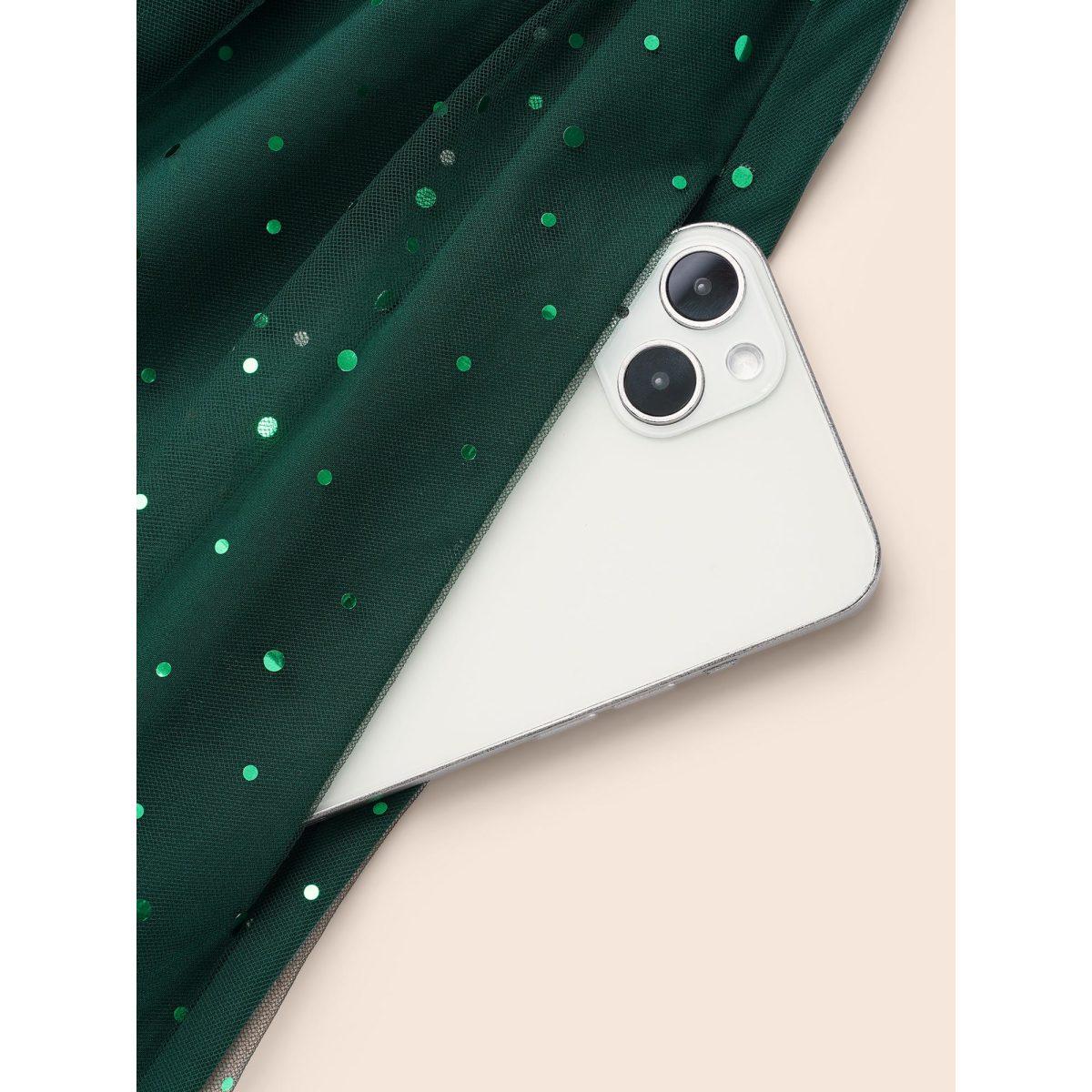 Plus Size Sheer Mesh Shimmering Sequins Maxi Dress Cyan Women Party&Cocktail Texture Party Curvy Bloomchic 26/4X Product Image