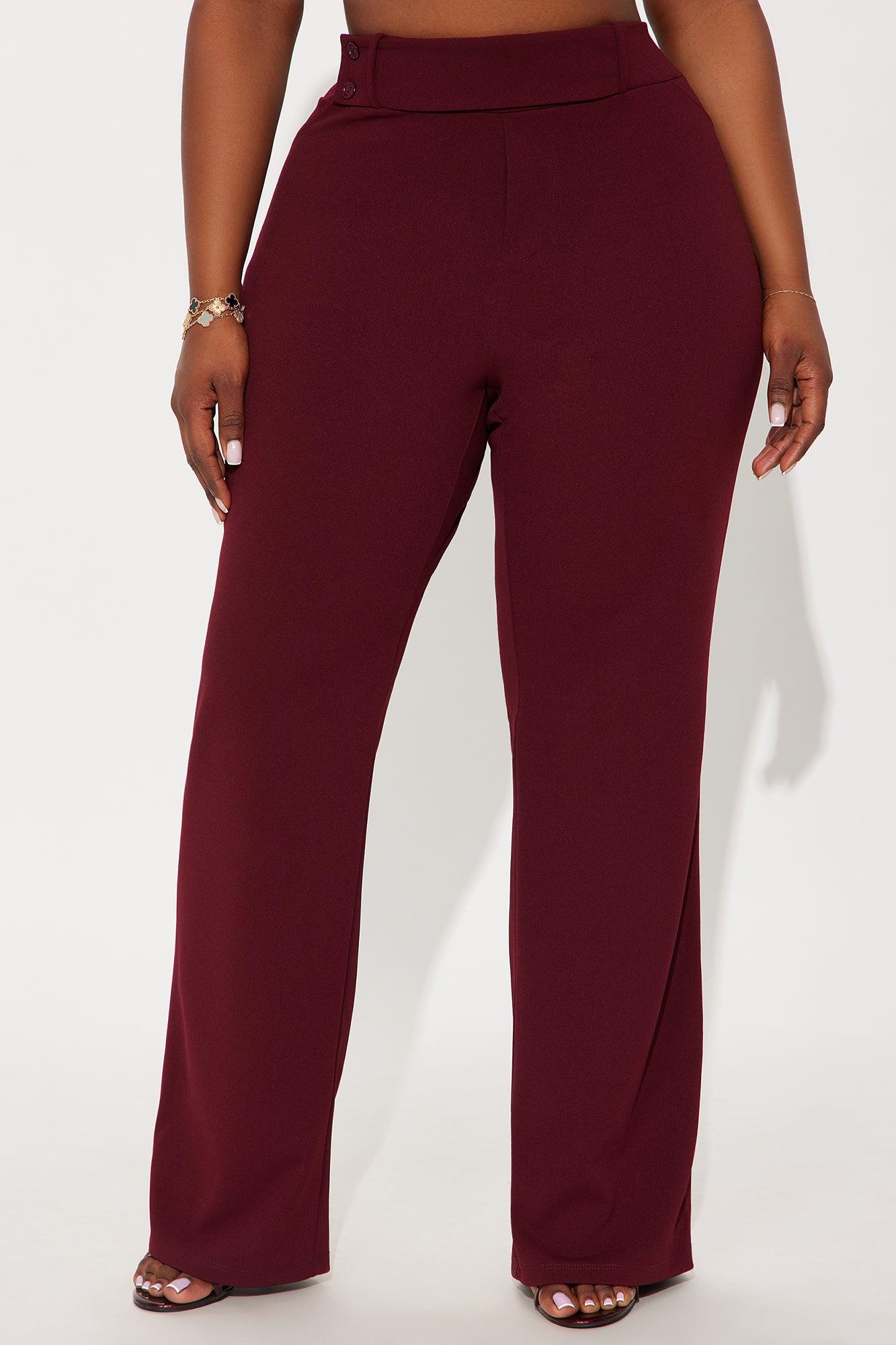 Office Tea Straight Leg Trouser Pant - Burgundy Product Image