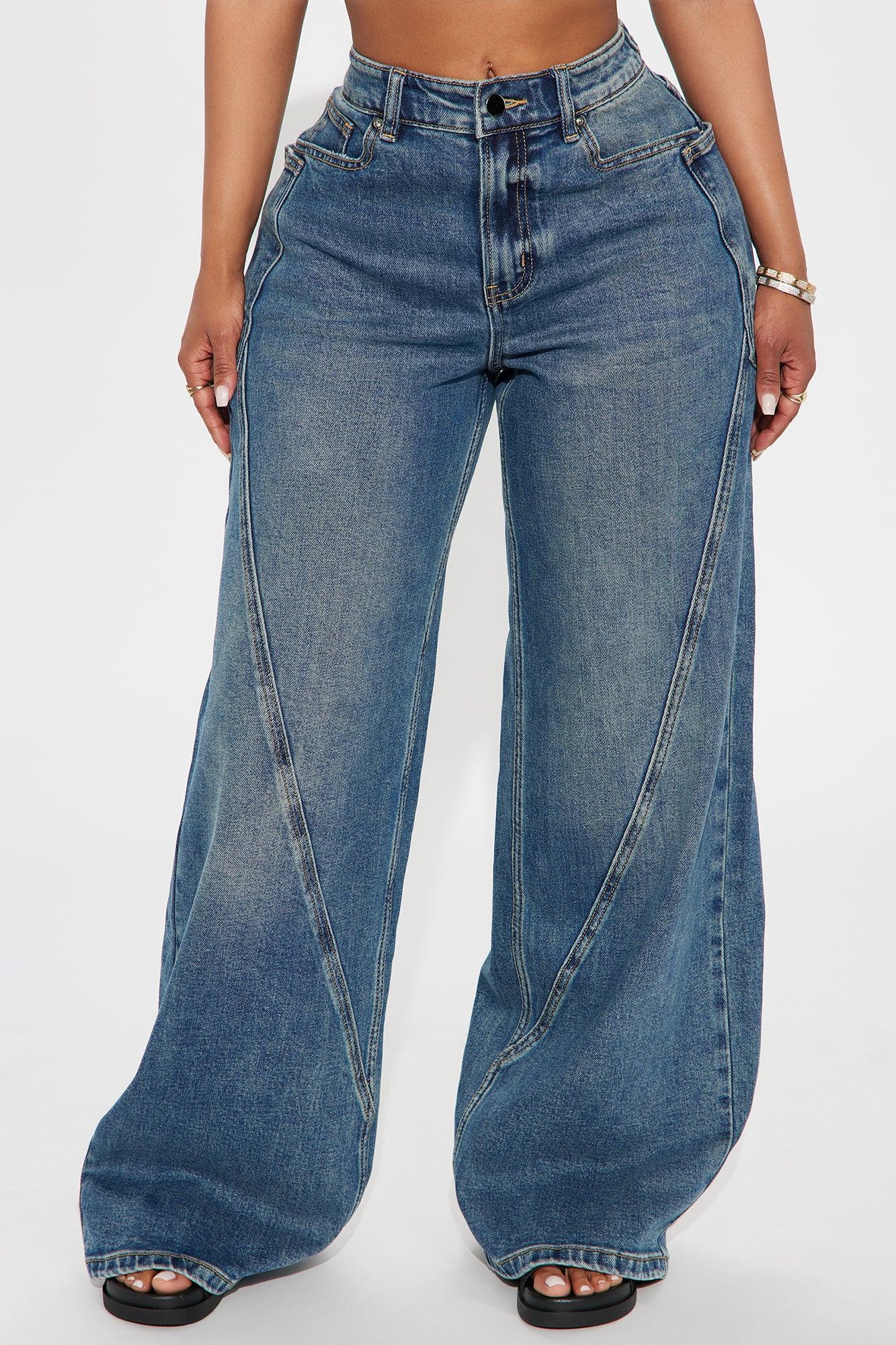 Taking Space Baggy Jeans - Dark Wash Female Product Image