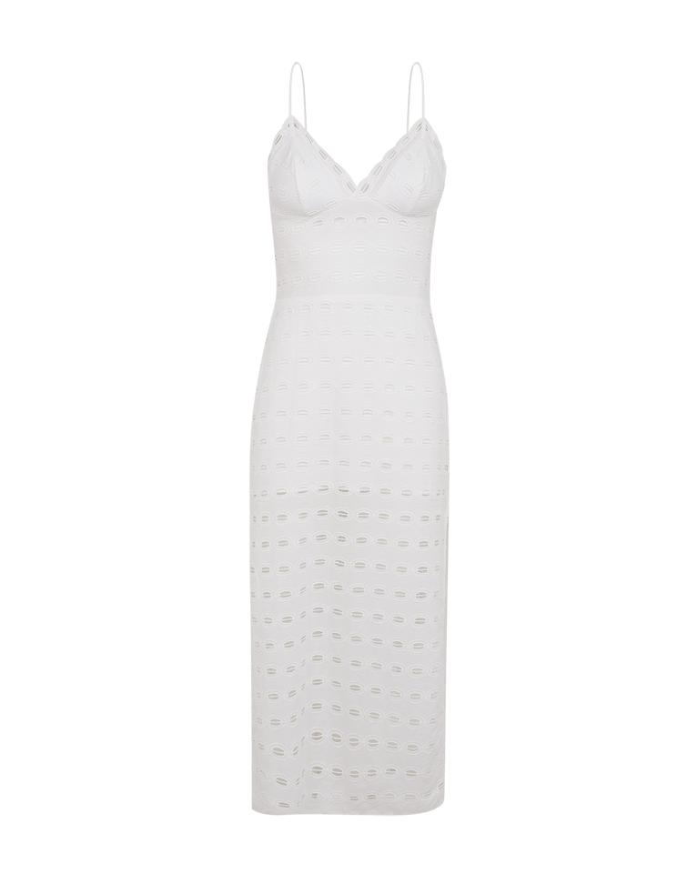 Eyelet Raya Midi Dress - Off White Product Image