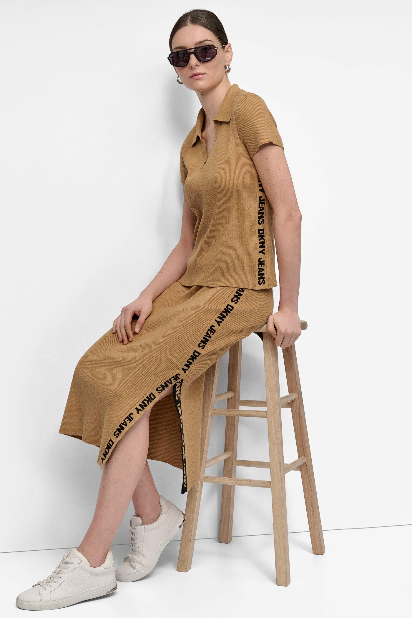 LOGO RIB-KNIT MIDI SKIRT Product Image
