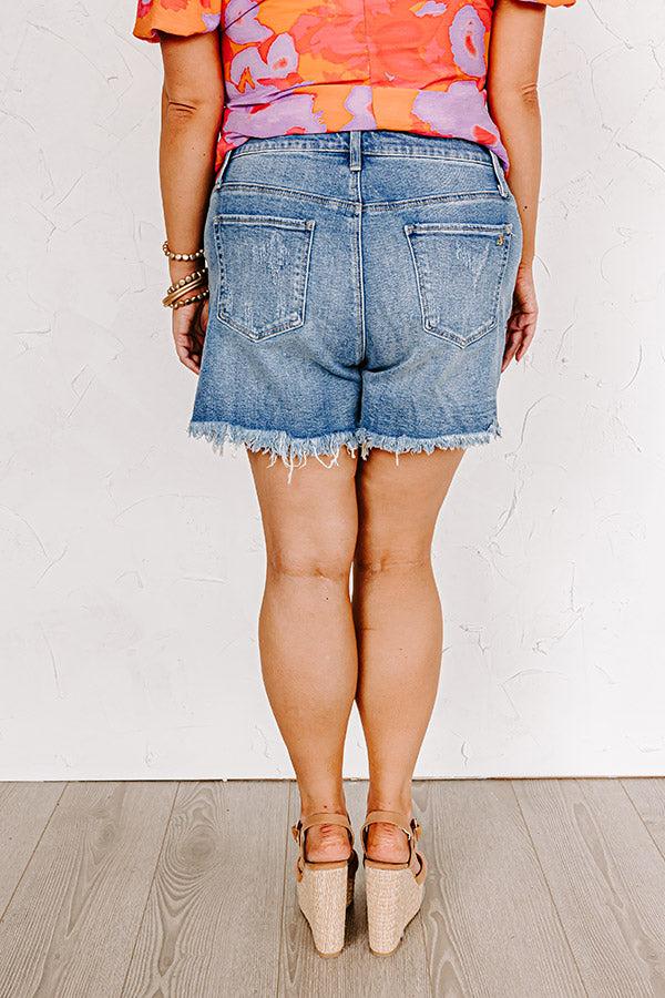 The Hazel Midrise Frayed Shorts Curves Product Image