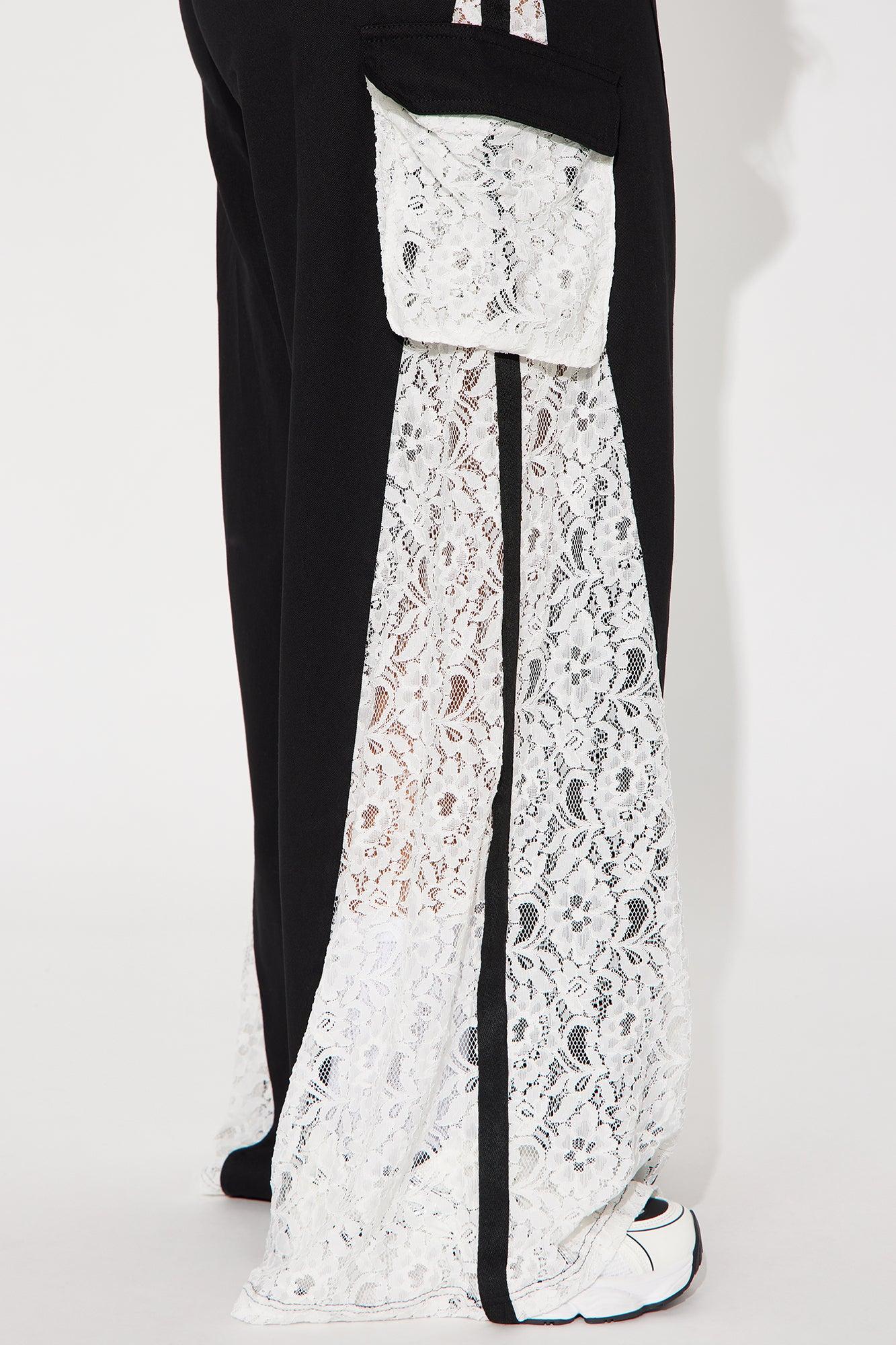 Willow Wide Leg Lace Track Pant 33″ - Black Female Product Image