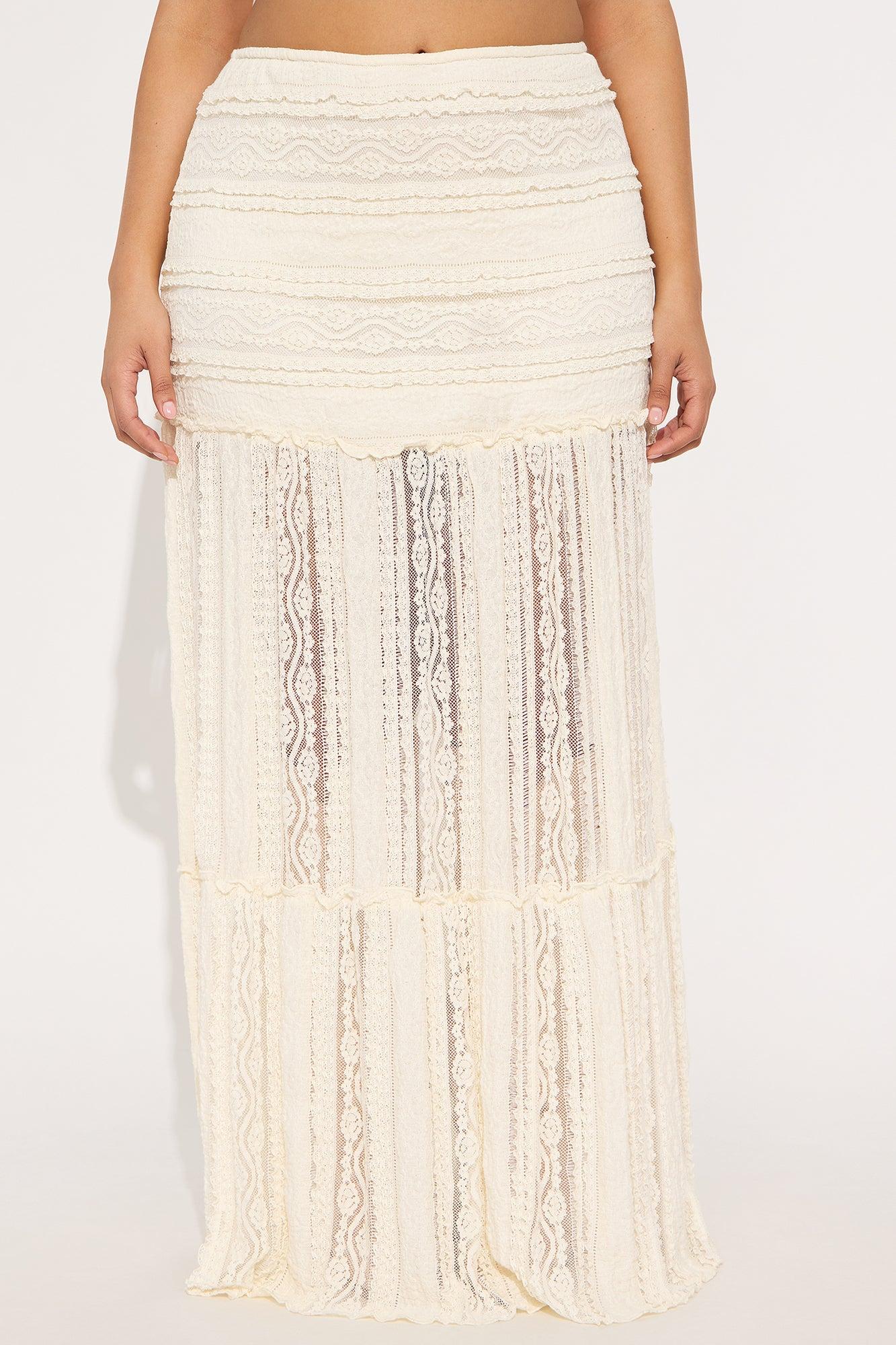 Know Your Worth Lace Maxi Skirt - Cream Product Image