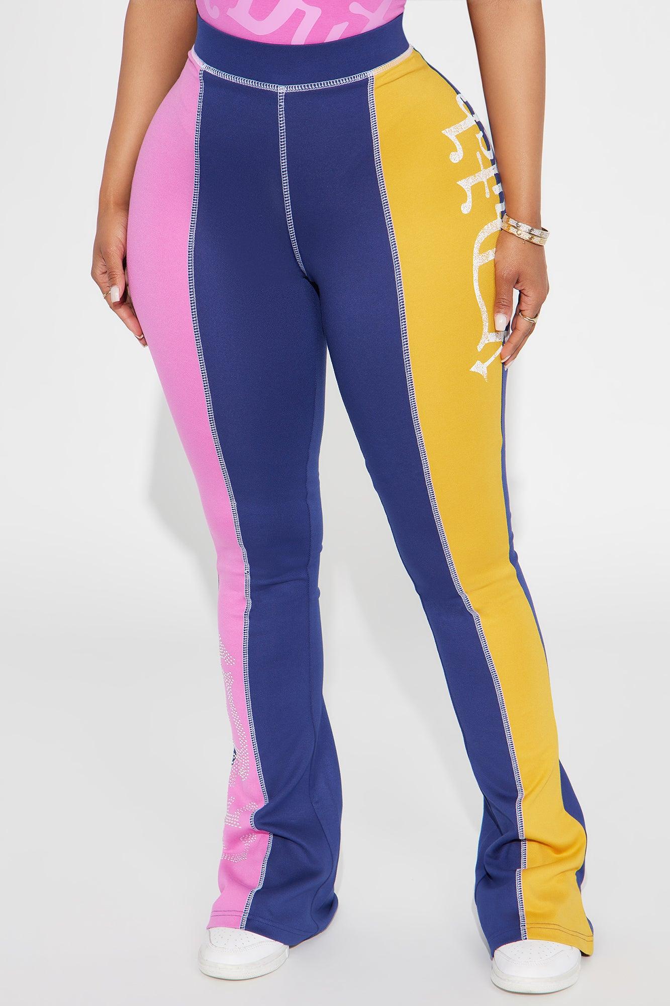 Von Dutch Rhinestone Contrast Flared Pant - Pink/combo Product Image