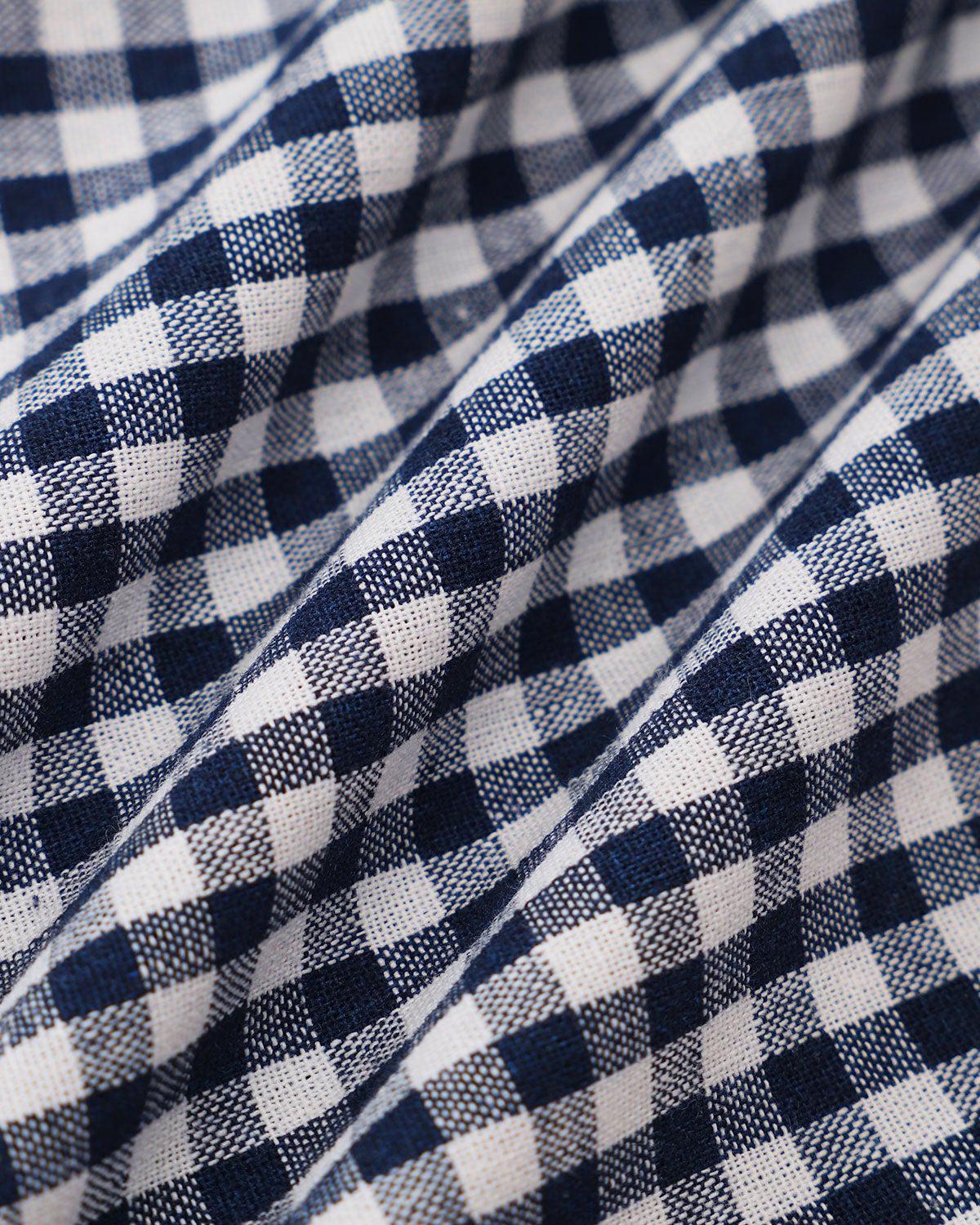 Navy Square Neck Plaid Mini Dress Product Image