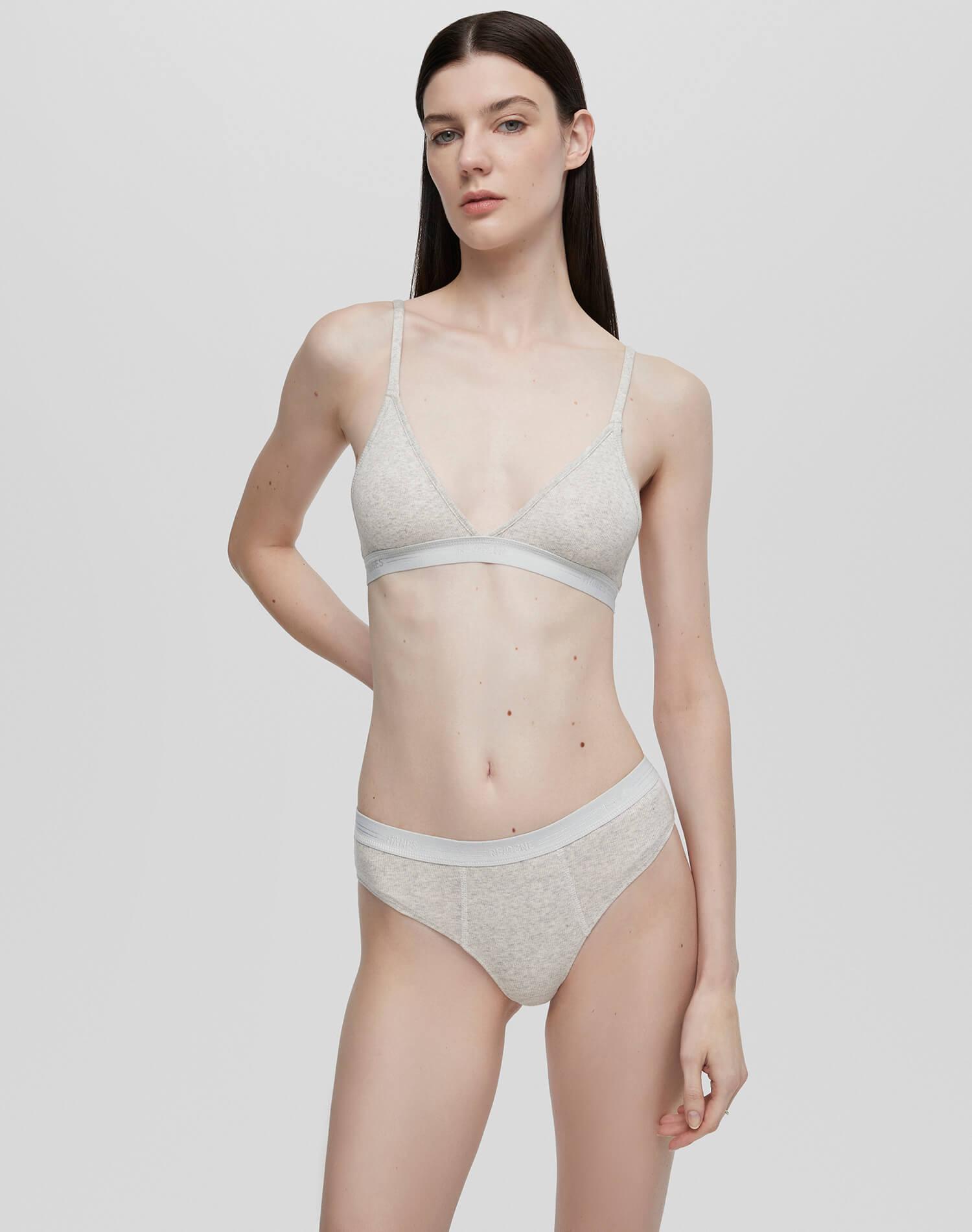 Hanes Ribbed Triangle Bra - Heather Grey Product Image