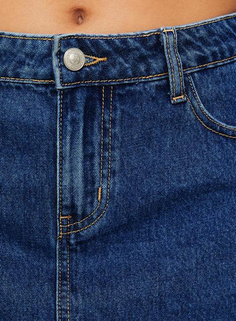 Nickei Denim Mini Skirt Mid Wash Petite Product Image