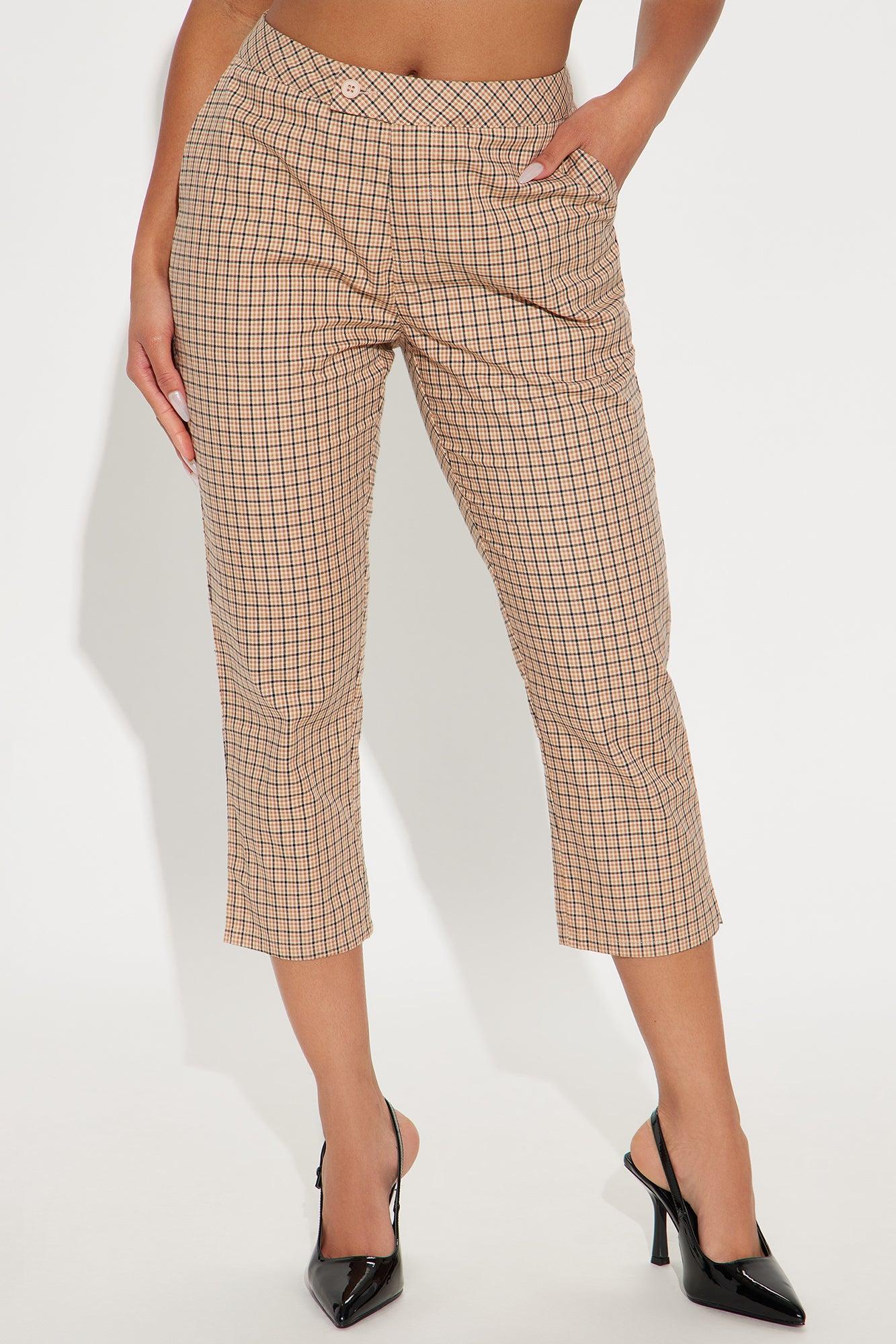 Natasha Plaid Capri Pant - Brown/combo Product Image