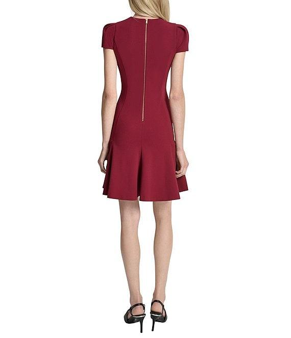 DKNY by Donna Karan Scuba Crepe Short Sleeve Fit And Flare Dress Product Image