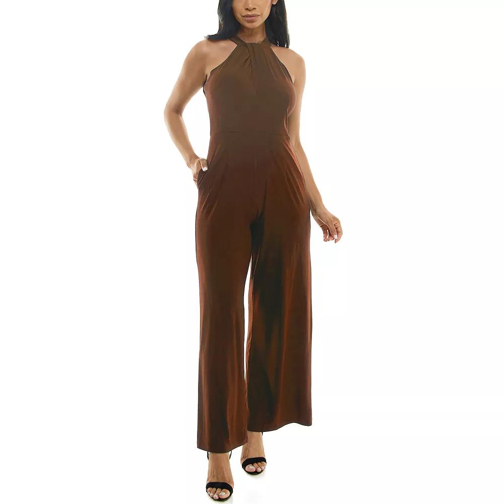 Women's Nina Leonard Wide-Leg Halter Jumpsuit,  Product Image