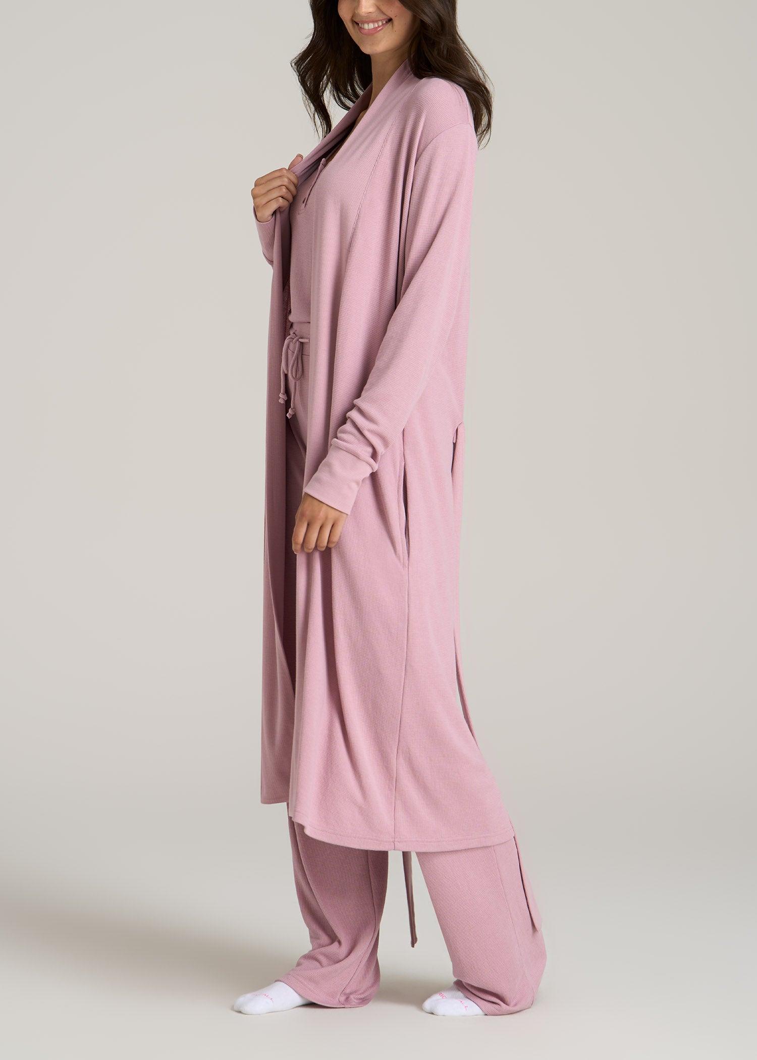 Waffle Lounge Robe for Tall Women in Pink Peony Female Product Image