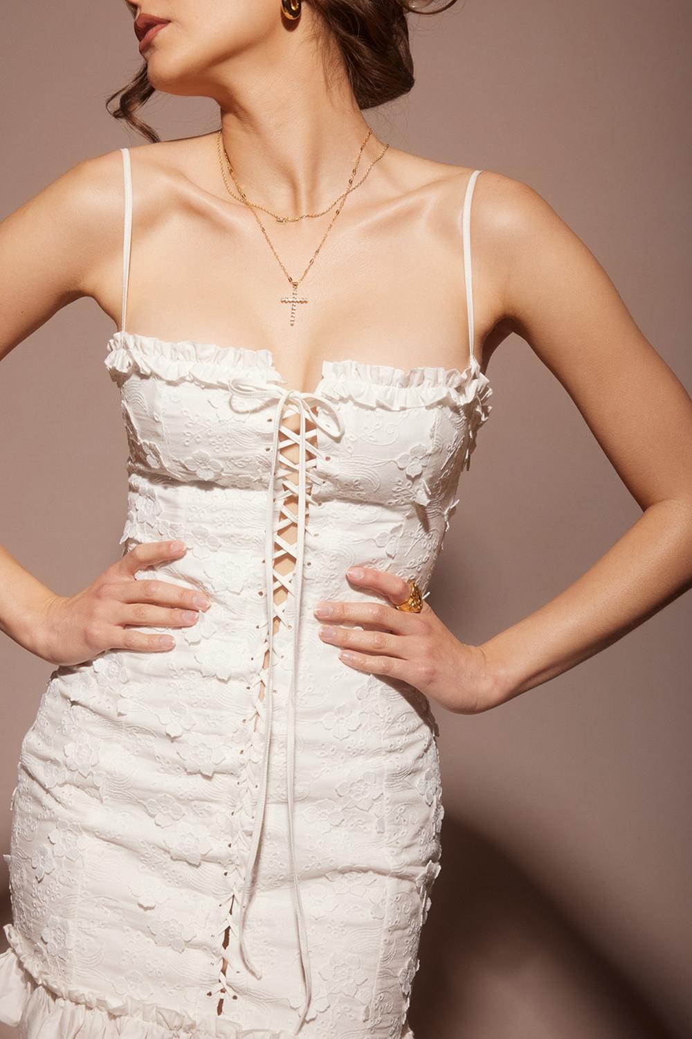 Marlene  white cotton broderie anglais mini dress Product Image