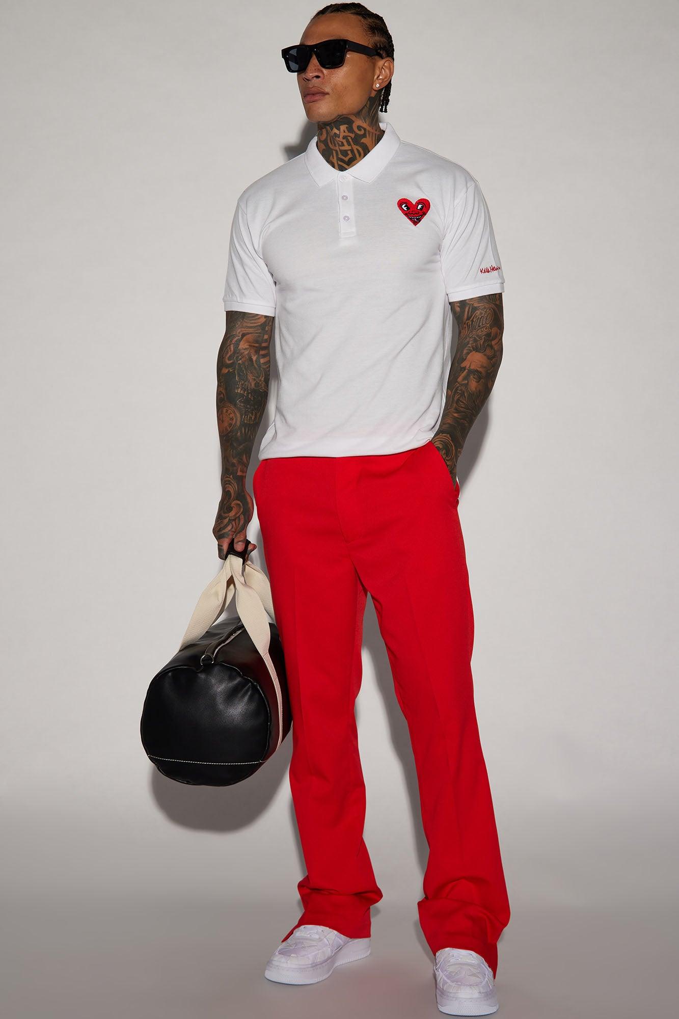 Keith Haring Heart Logo Short Sleeve Polo - White Product Image