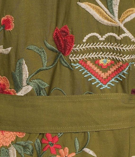 JOHNNY WAS Shawl Collar Long Sleeve Belted Embroidered Jacket Product Image