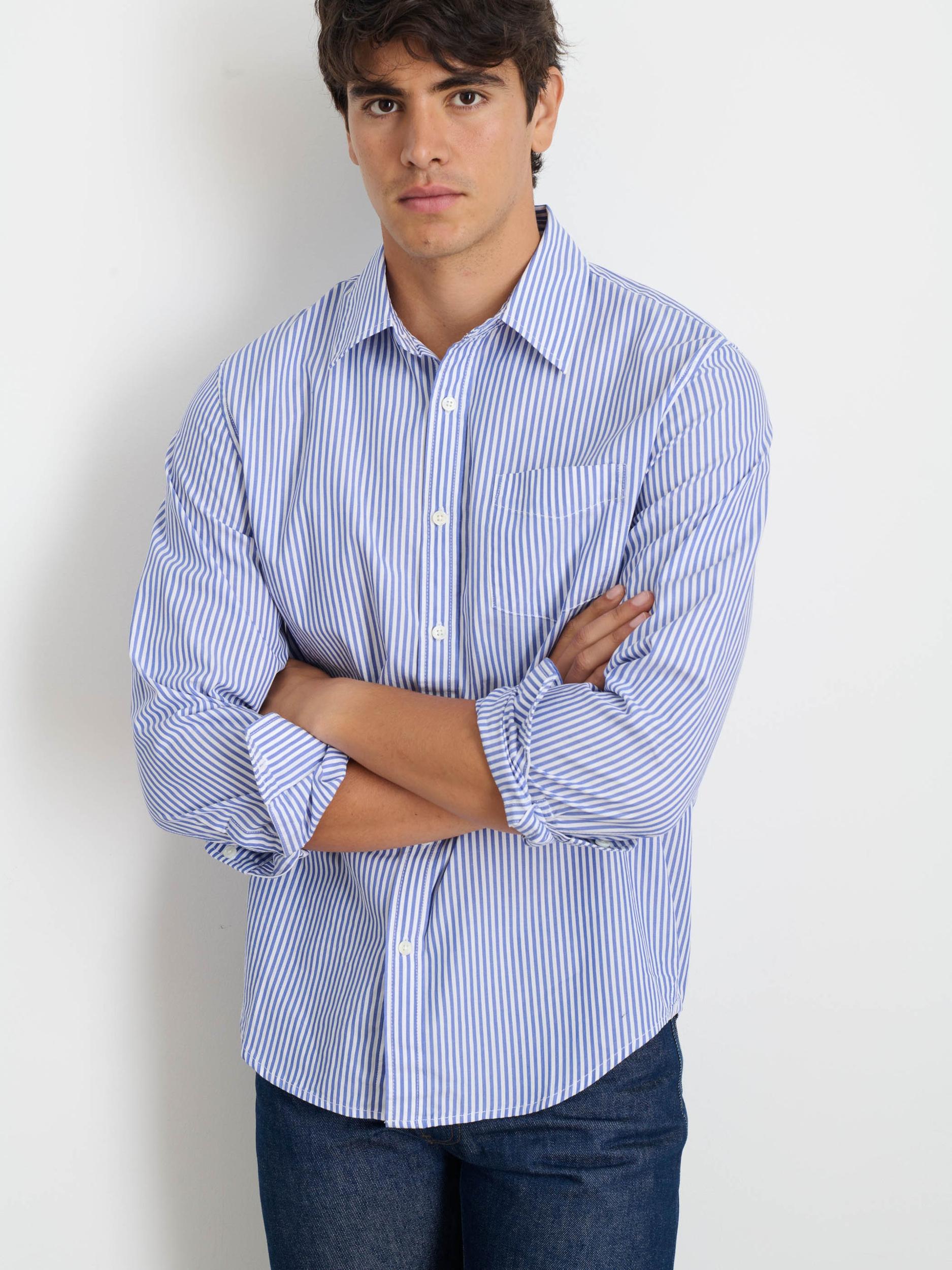 Mill Shirt in Striped Poplin Product Image