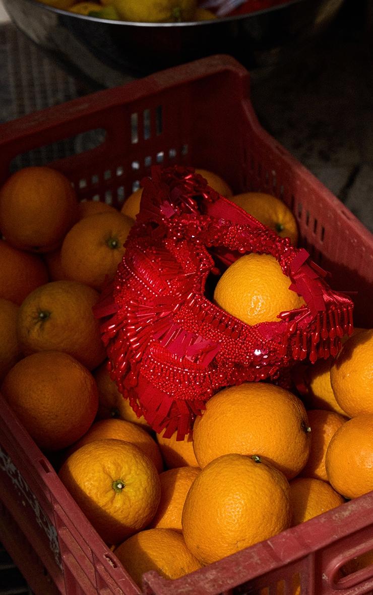Bright Red Ornate Sequin Beaded Bag Product Image