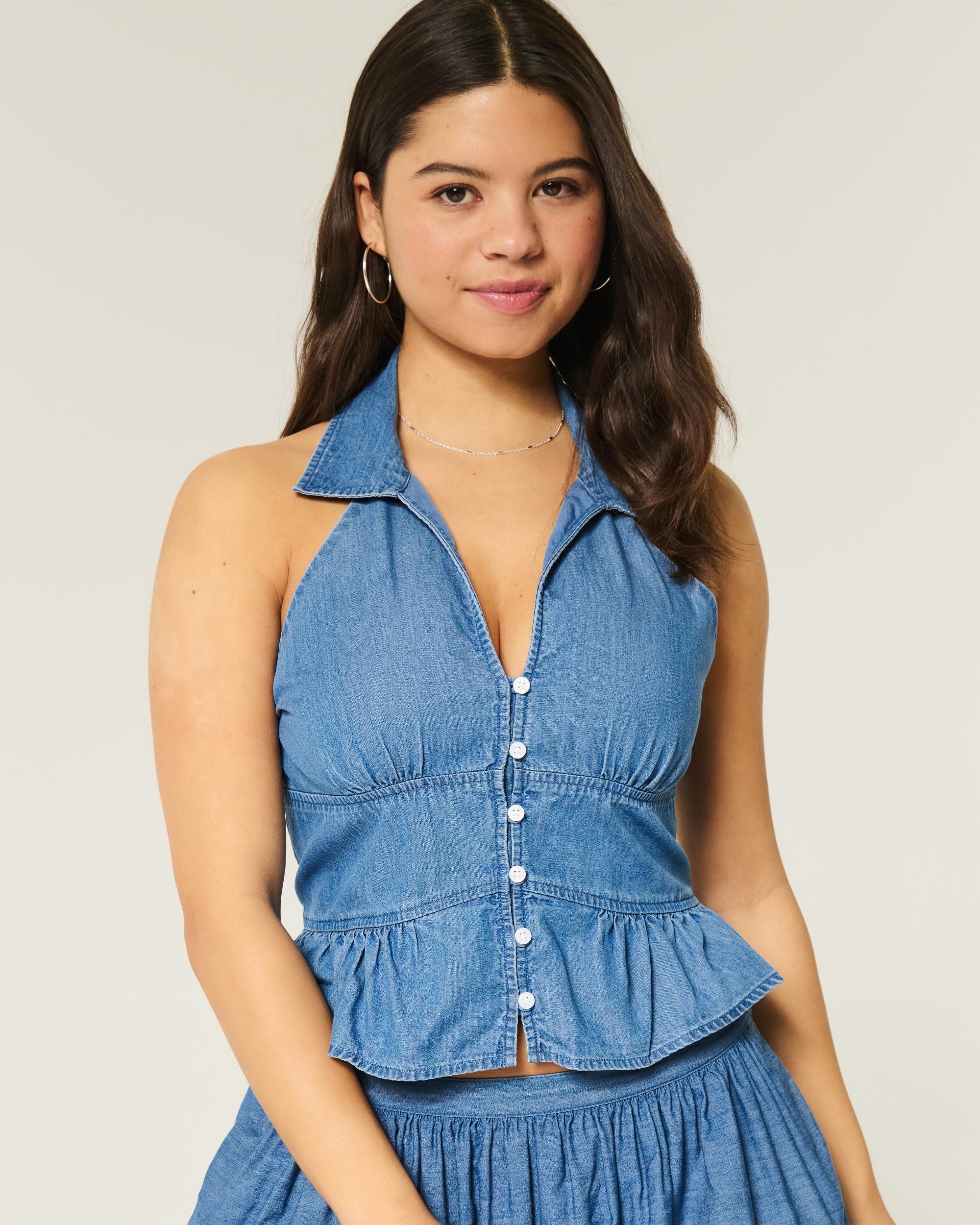 Collared Halter Blouse Product Image