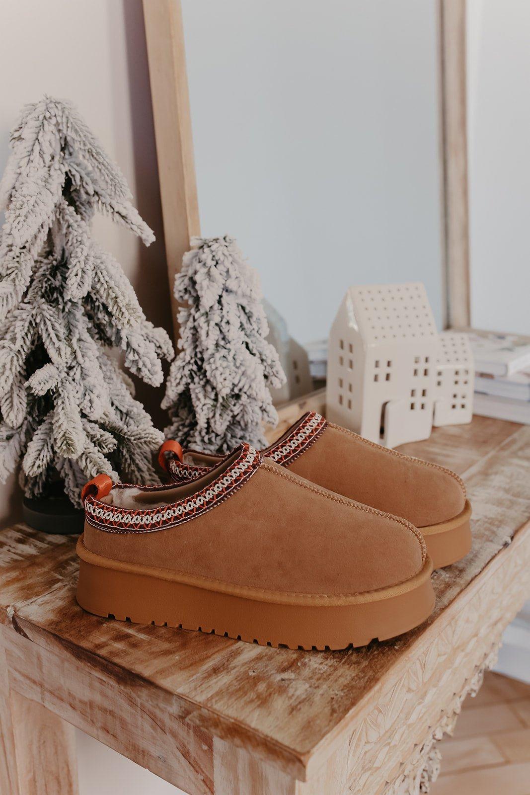 Tessa Camel Platform Cozy Slippers Product Image