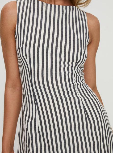 Alfalfa Shift Mini Dress Grey Stripe Product Image