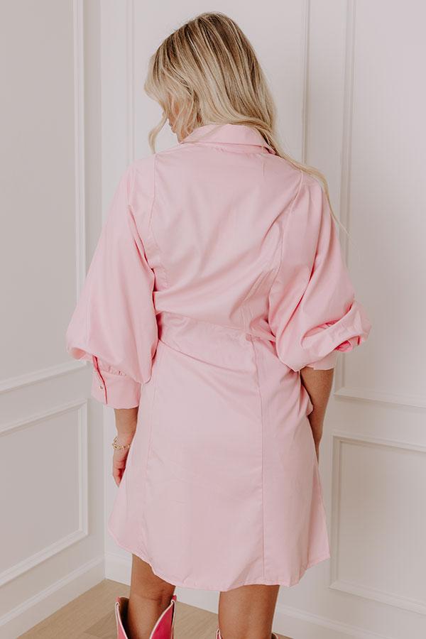 Mykonos Stroll Button Down Mini Dress in Pink Product Image