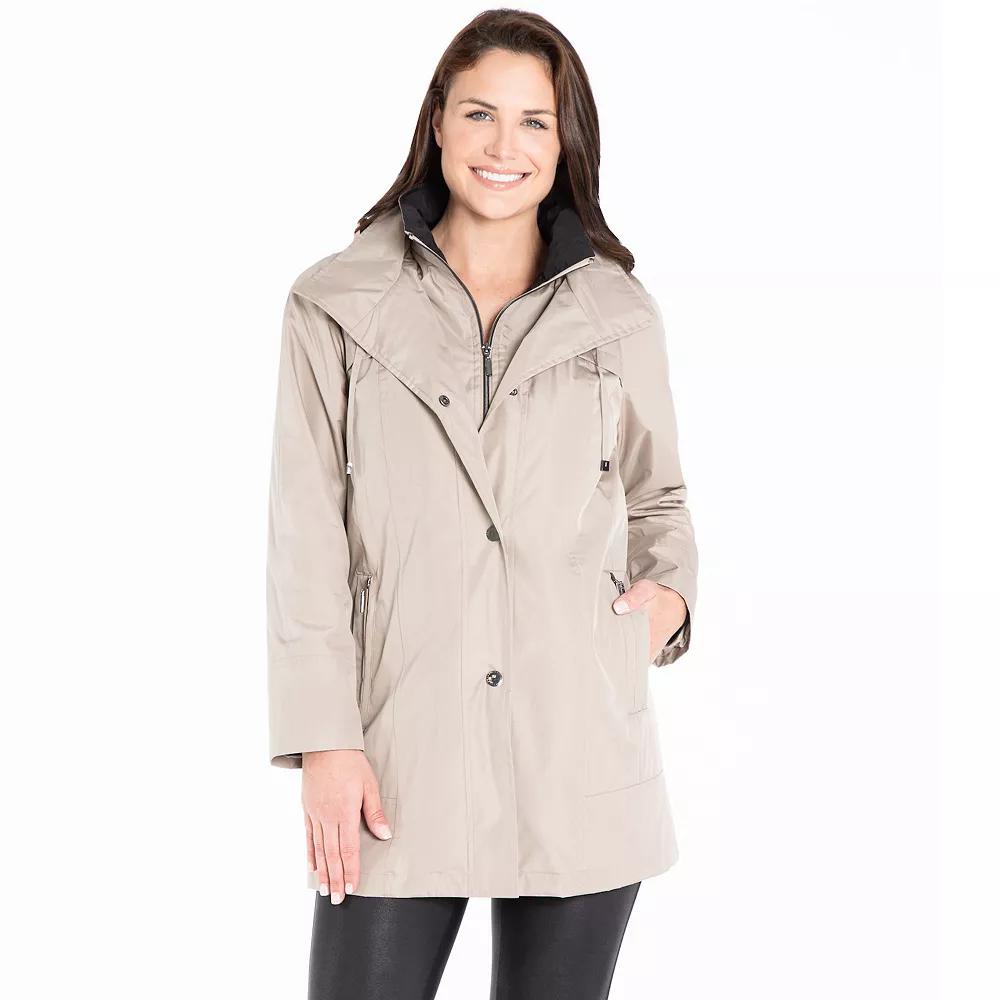 Women's Fleet Street Short Trench Rain Coat, Size: Large, Brown Product Image
