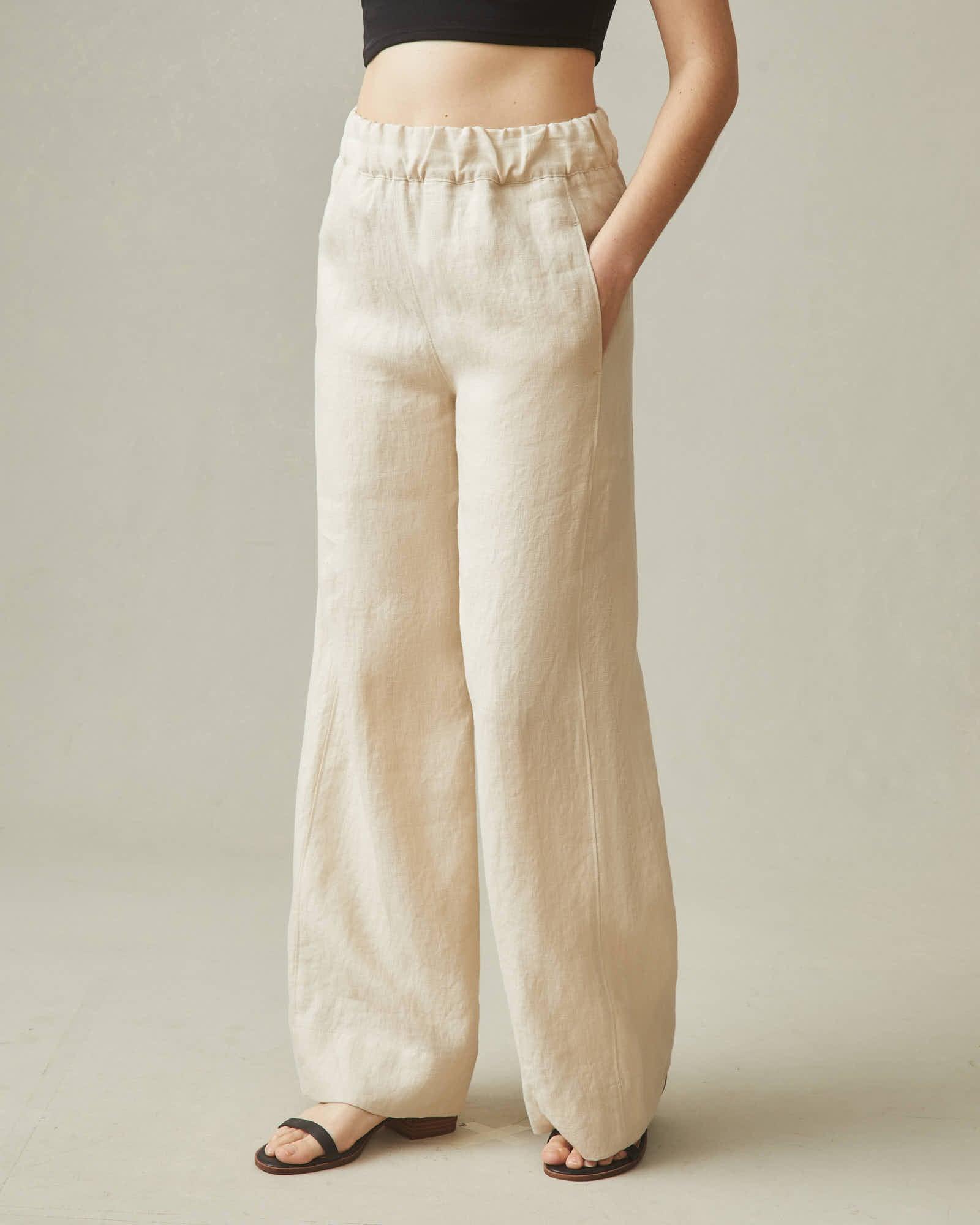 Women's Linen Wide Leg Pant - Cotton Product Image