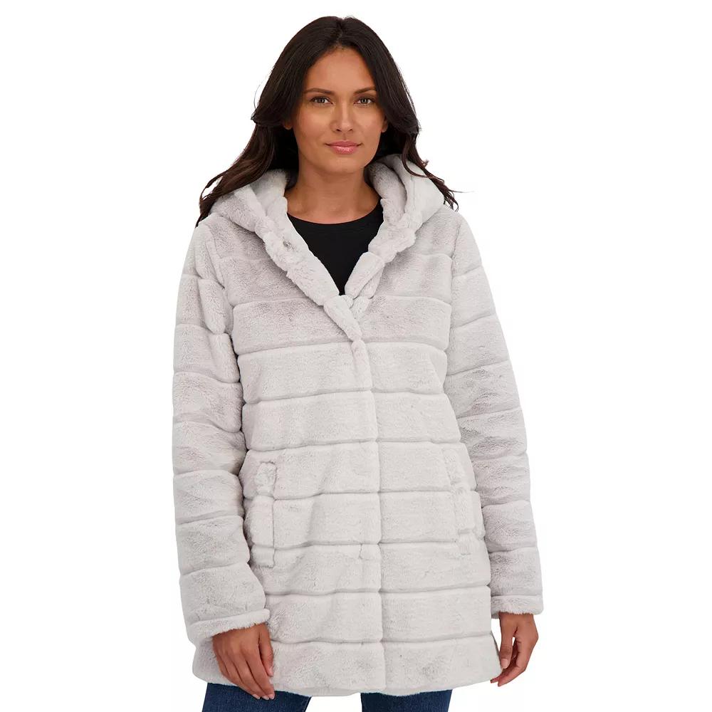 Women's Sebby Collection Hooded Reversible Faux-Fur Coat,  Product Image