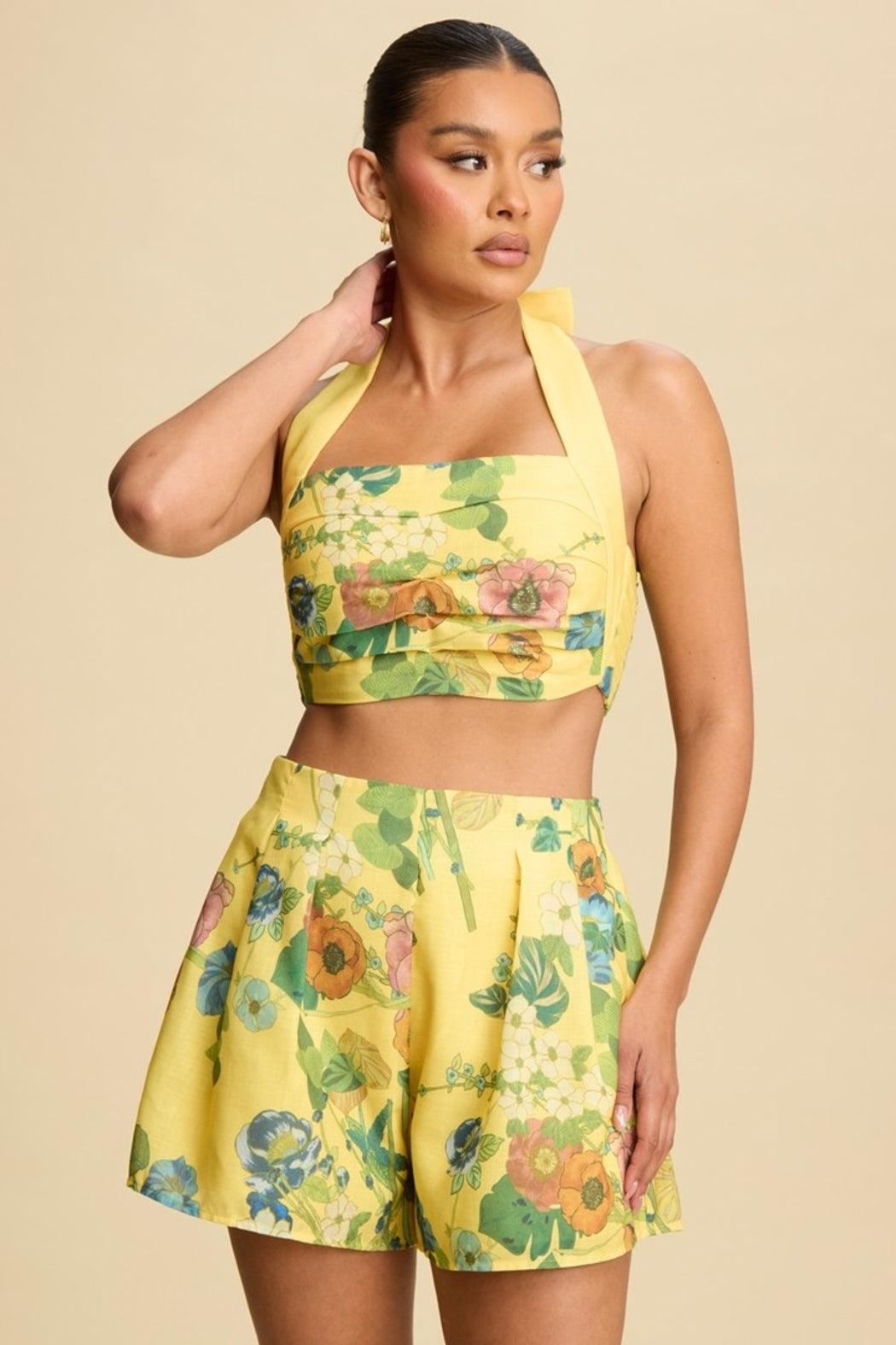 Yellow Spring Fling Shorts Set Product Image