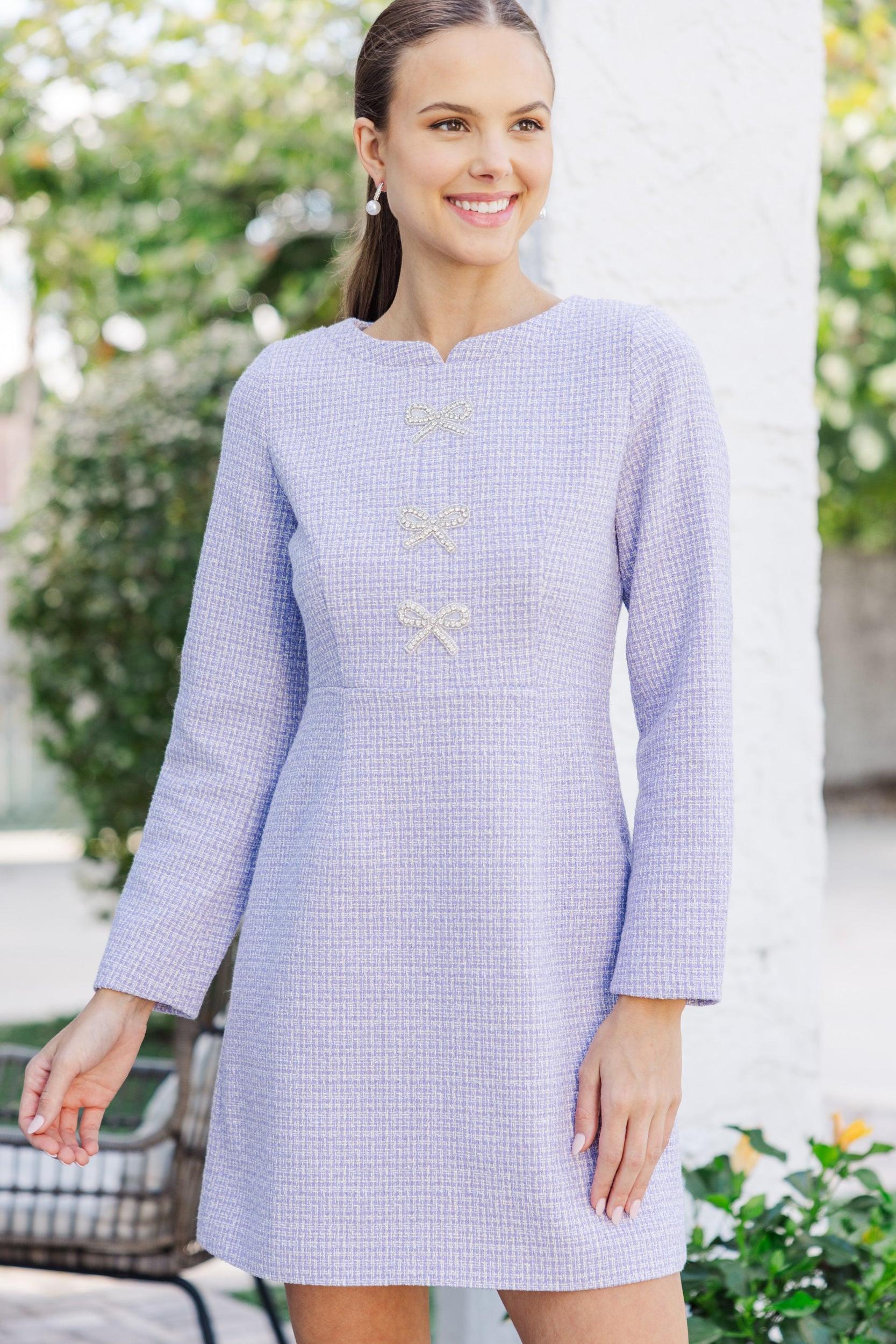 Speak Up Lavender Tweed Dress Female Product Image