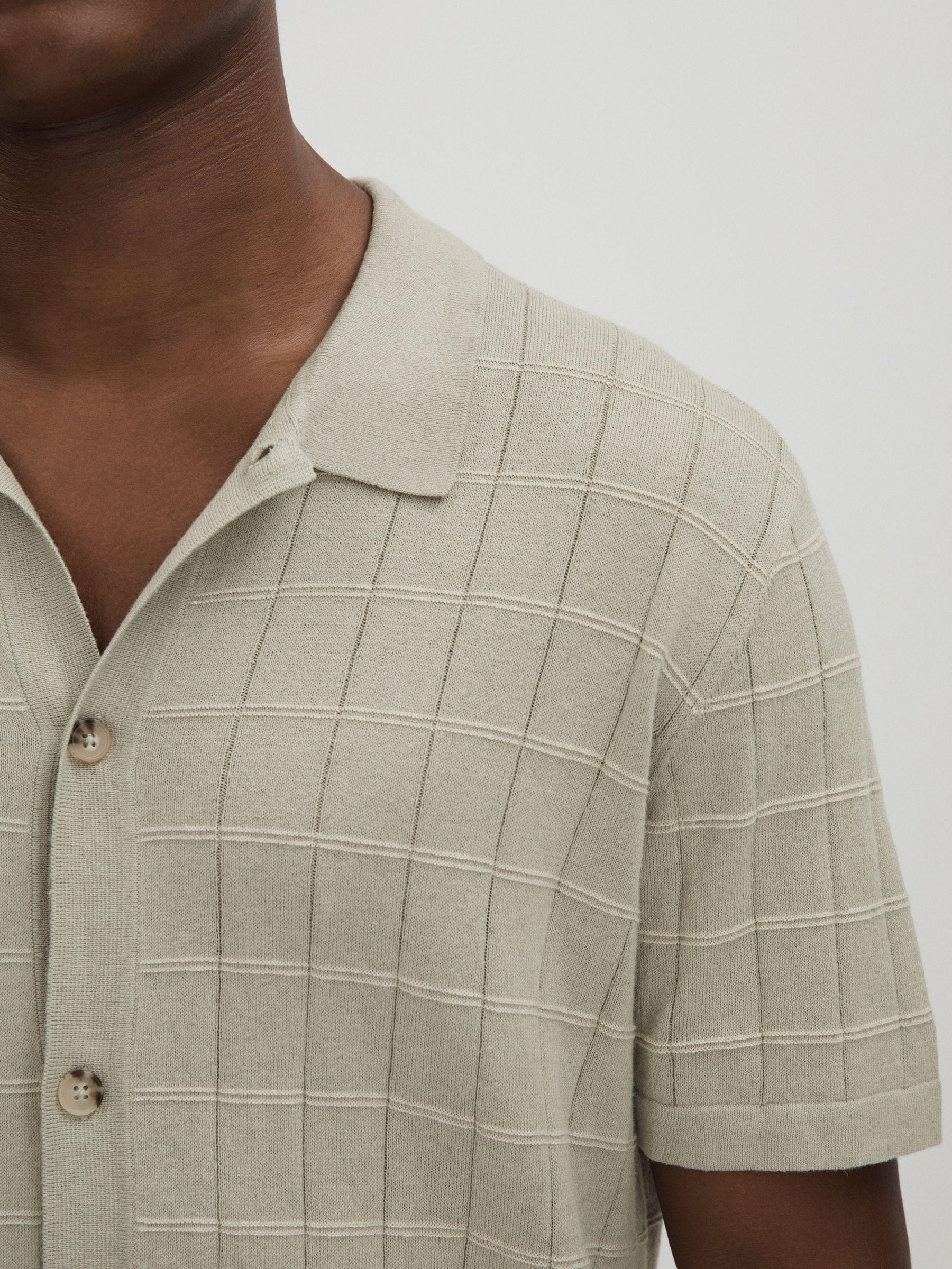 Mendez Sage Paige Cotton-Linen Knitted Check Shirt Product Image