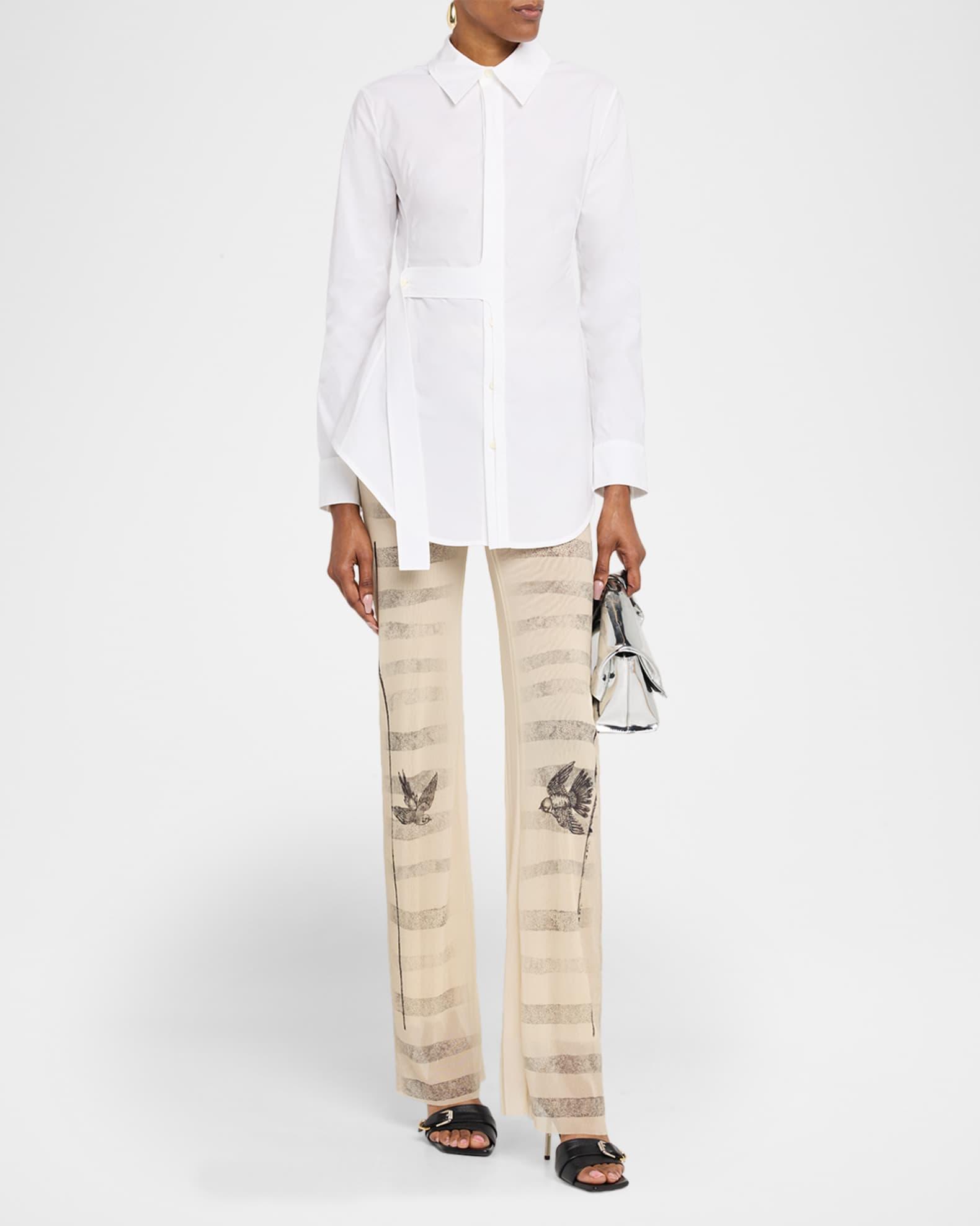 Waist-Strap Cotton Button-Down Shirt Product Image