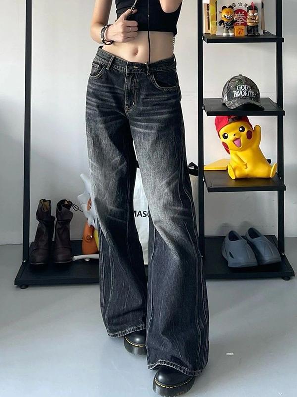 Black Washed Boyfriend Jeans Product Image