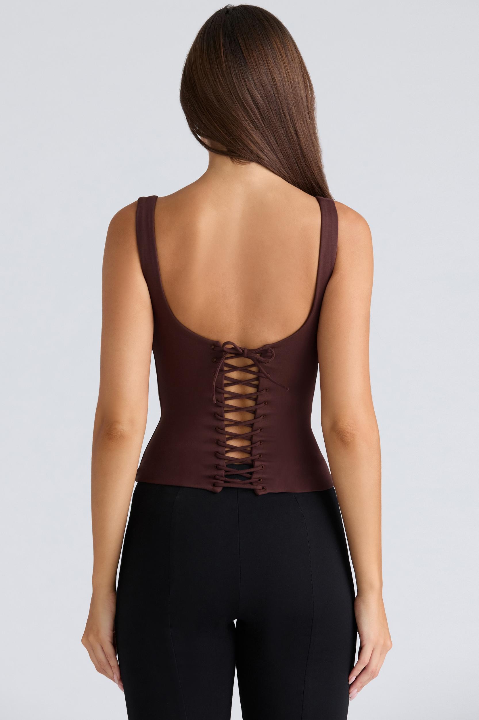 The Drape Neck  chocolate corset top Product Image