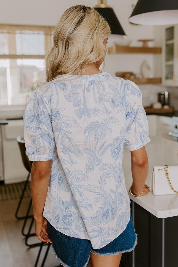 French Riviera Floral Shift Top in Sky Blue Product Image