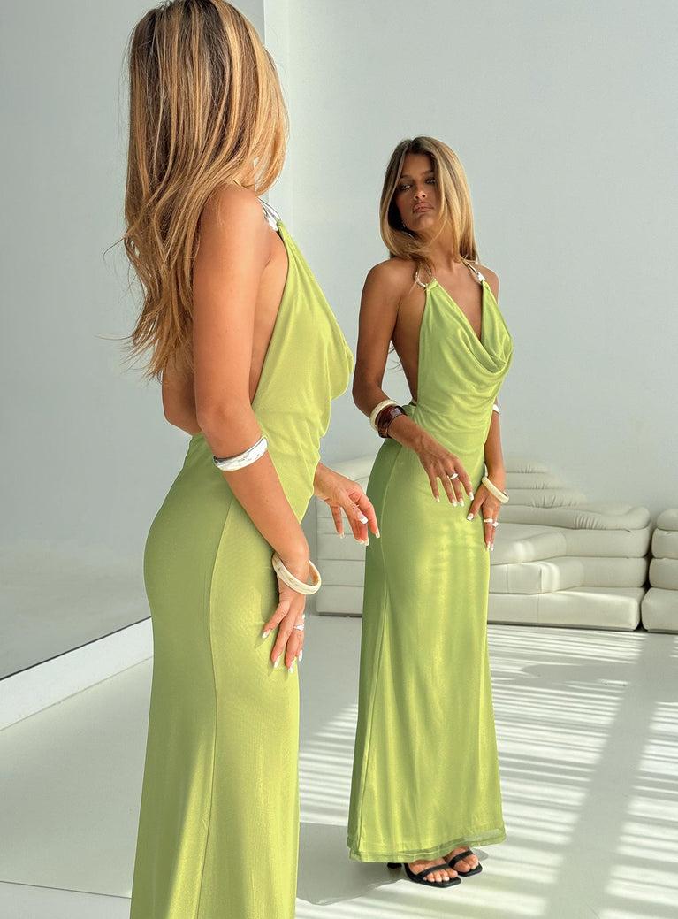 Rhaenyra Halter Maxi Dress Green Product Image