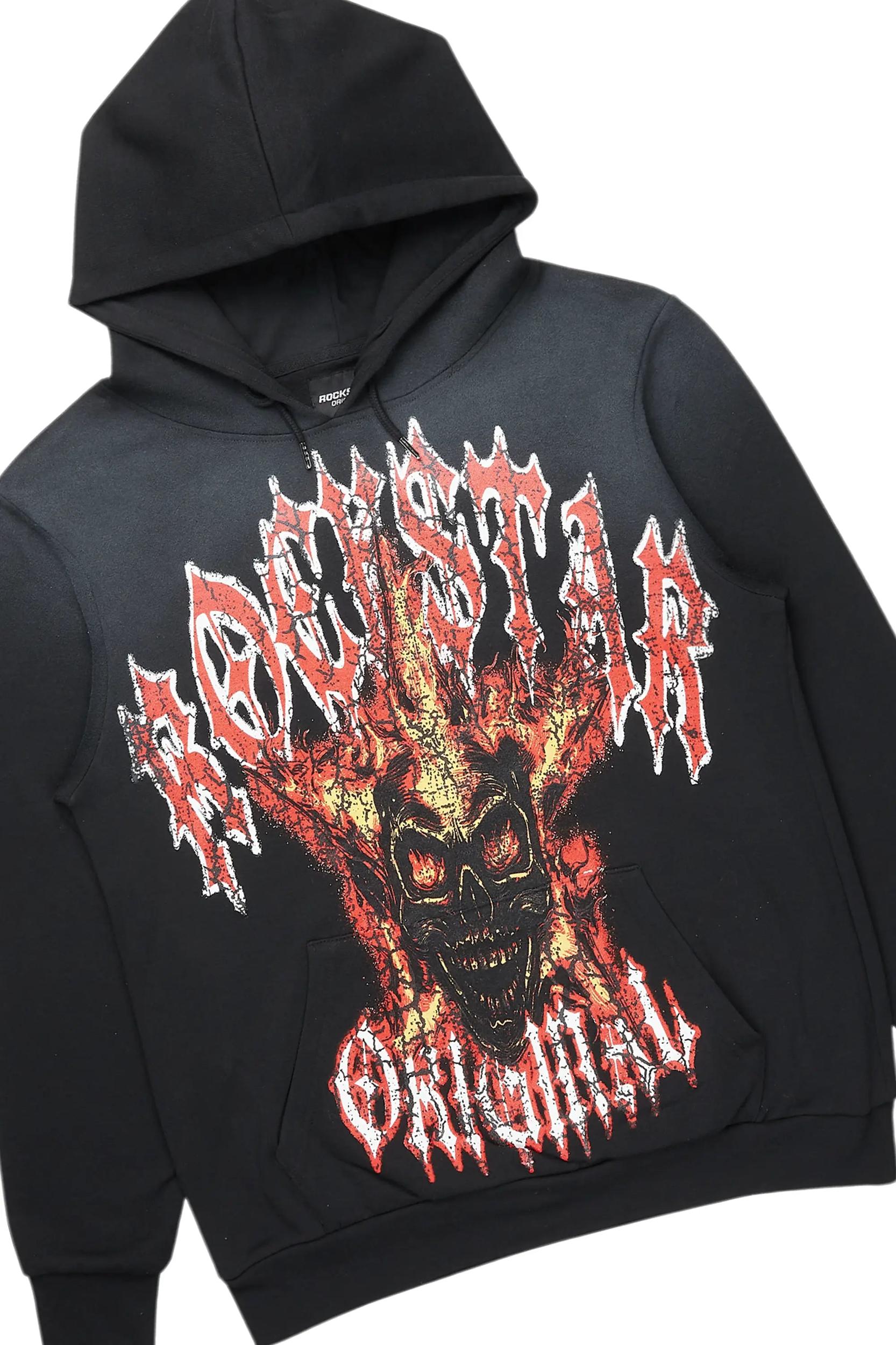 HDStar Black/Red Hoodie/Baggy Track Pant Set Male Product Image