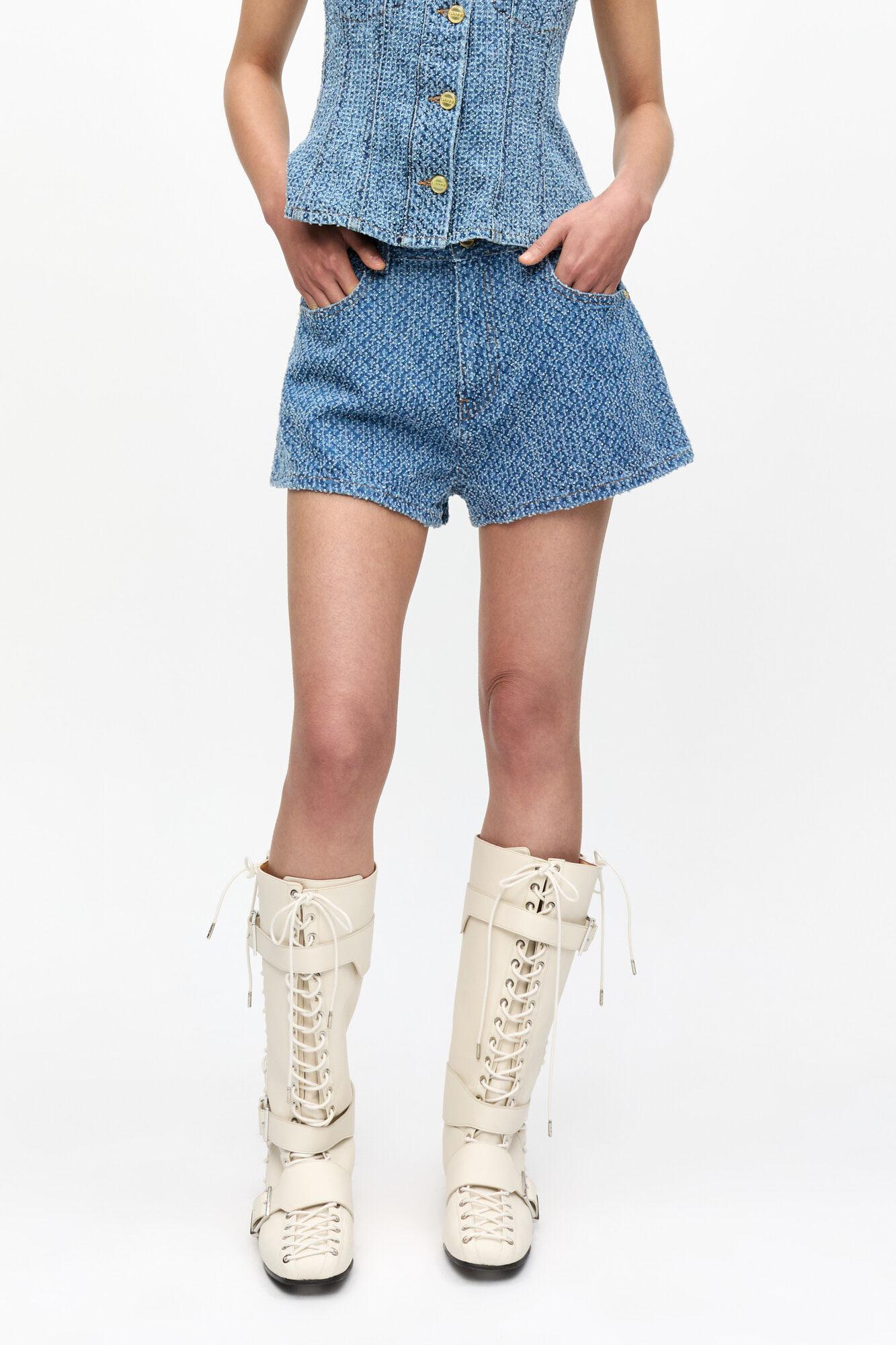 Light Blue Textured Shorts Product Image