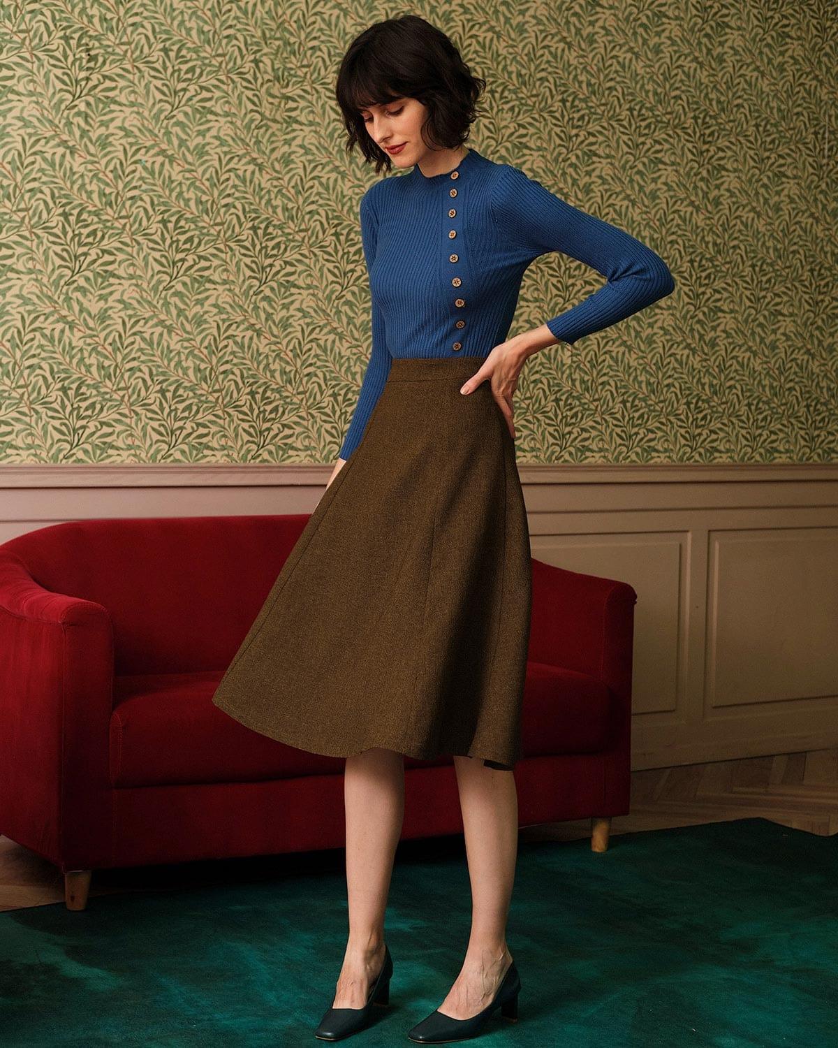 The Solid Mock Neck Ribbed Knit Top Female Product Image