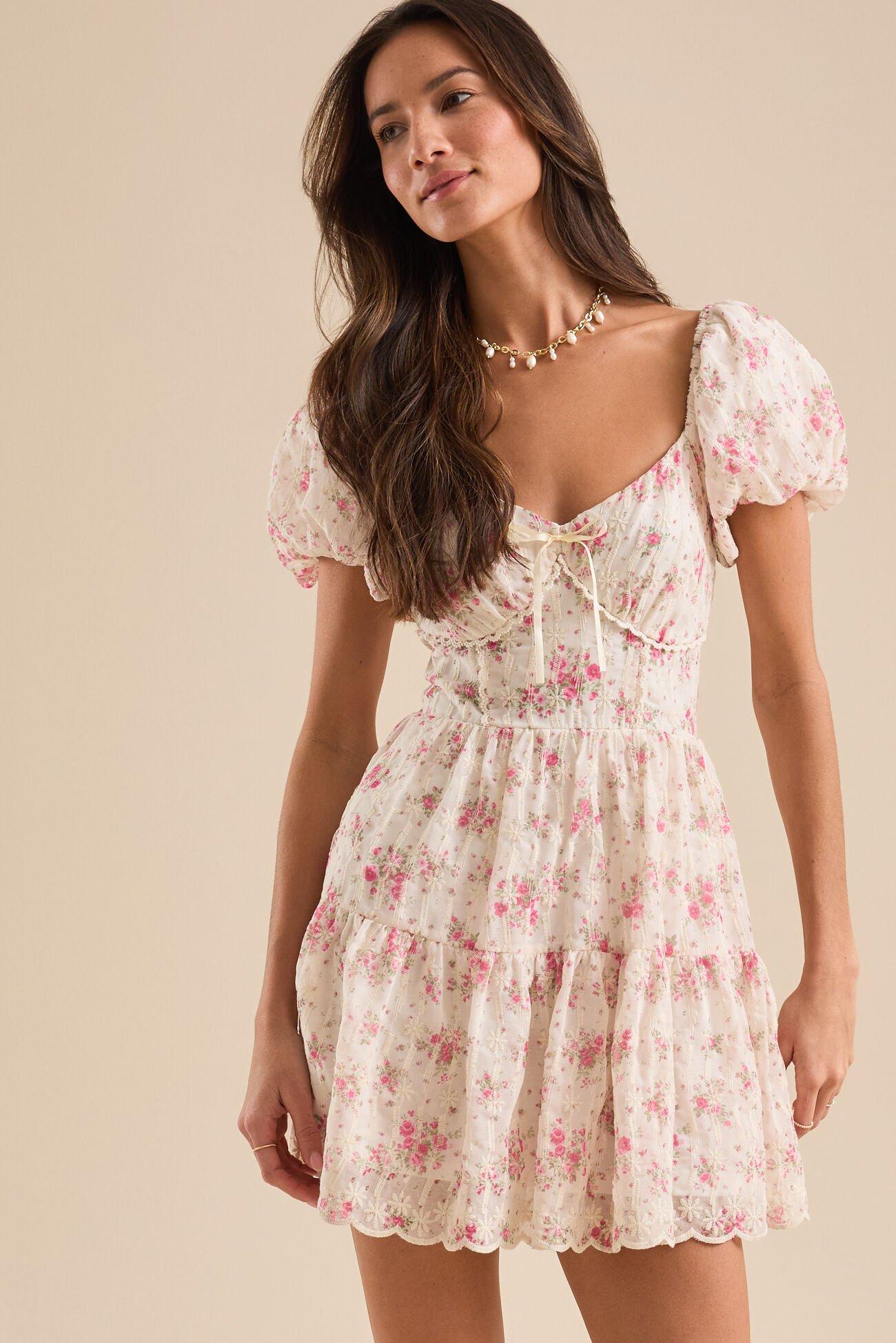 Ainsley Floral Embroidered Mini Dress Product Image