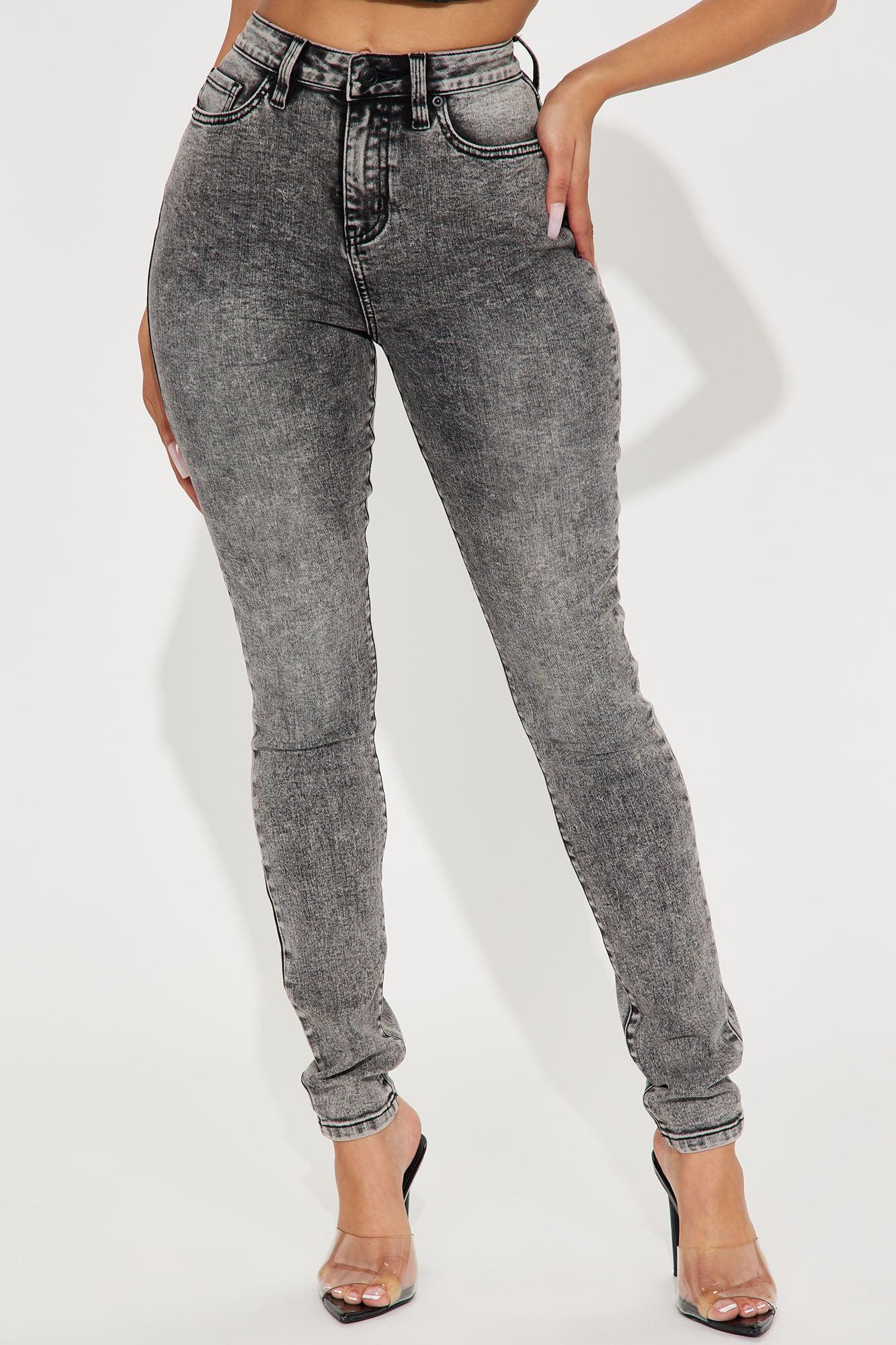 Tall It's Giving High Stretch Curvy Skinny Jeans - Acid Wash Grey Product Image