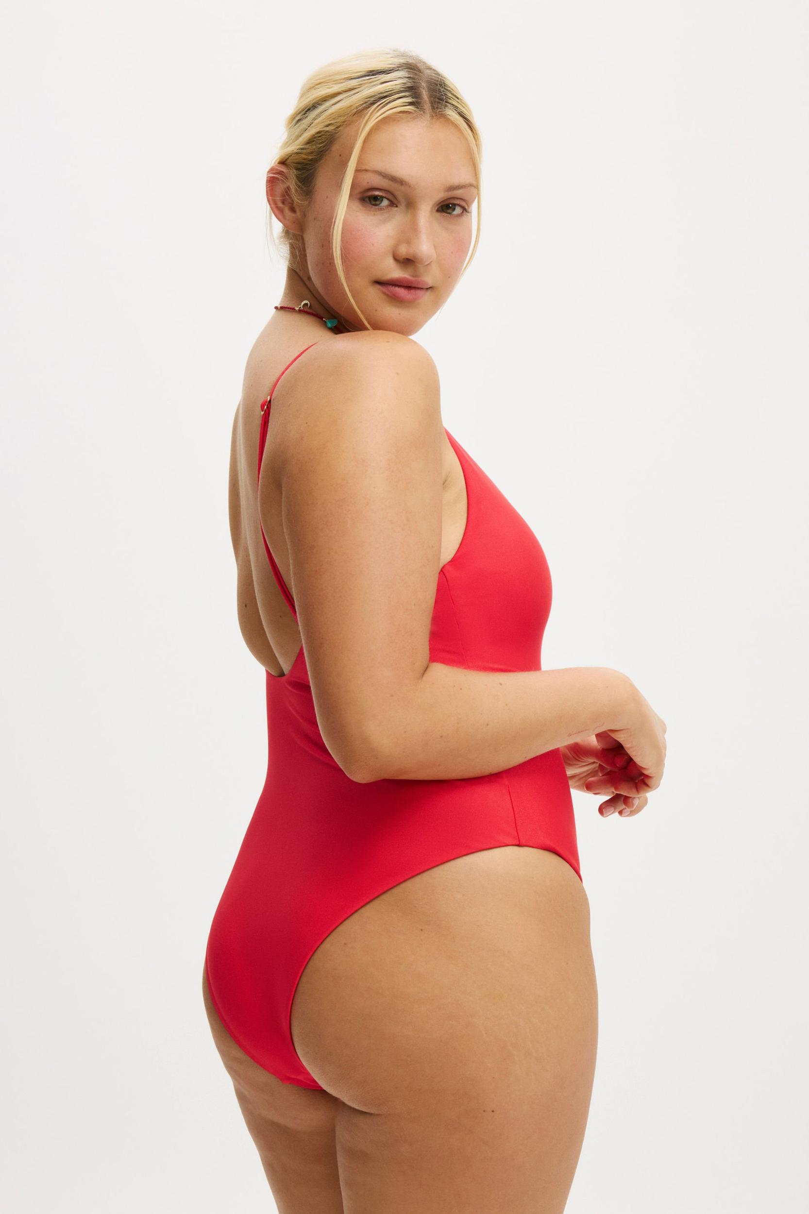 Thin Strap V Neck One Piece Cheeky Product Image