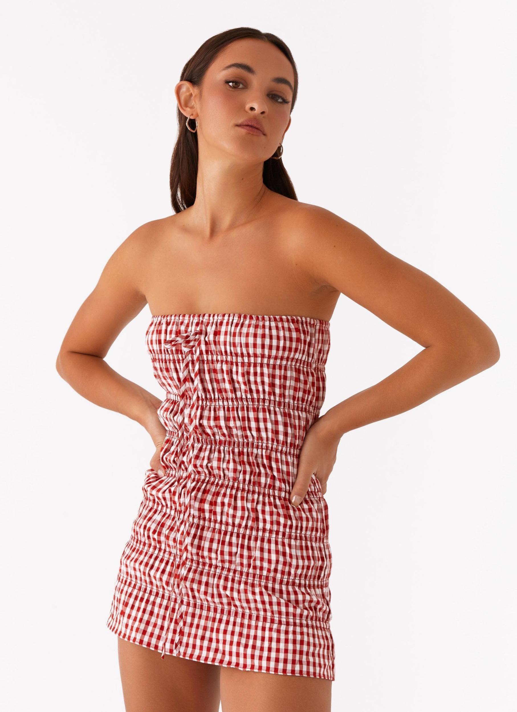 Adele Mini Dress - Red Gingham Product Image