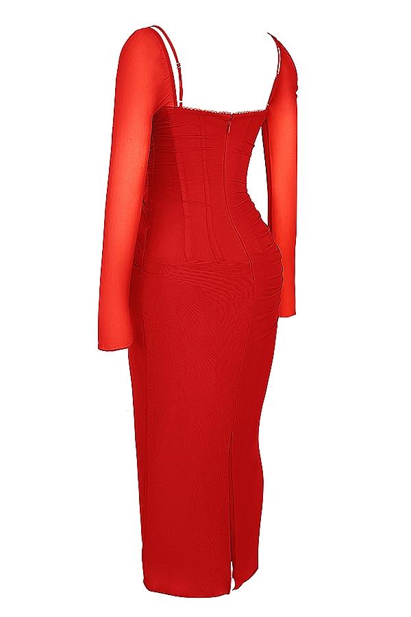 Katarina  scarlet long sleeve maxi dress Product Image