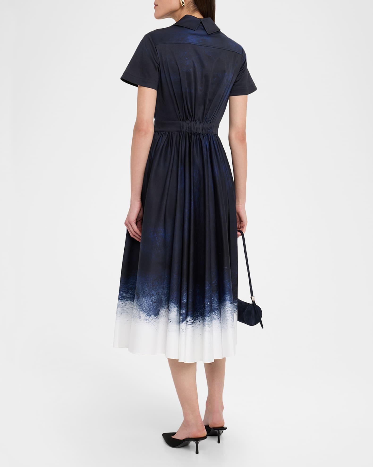 Short-Sleeve Printed Cotton Shirtdress Product Image