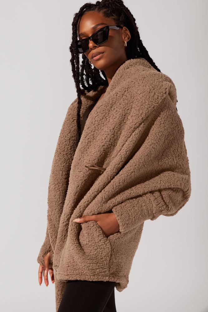 Faux Sherpa Cocoon Coat - Cool Grey Product Image