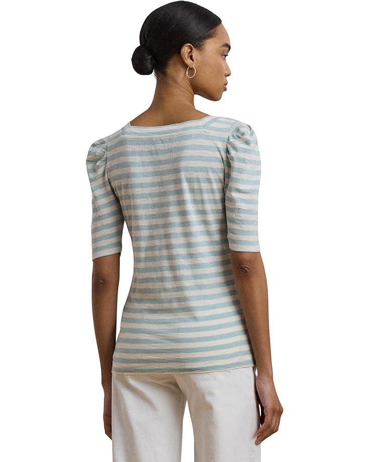 Women's Lauren Ralph Lauren Petite Striped Cotton Jersey Puff-sleeve Tee Product Image