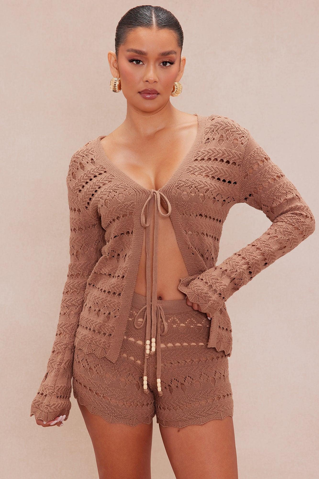 Al Mar Crochet Short Set - Mocha Product Image