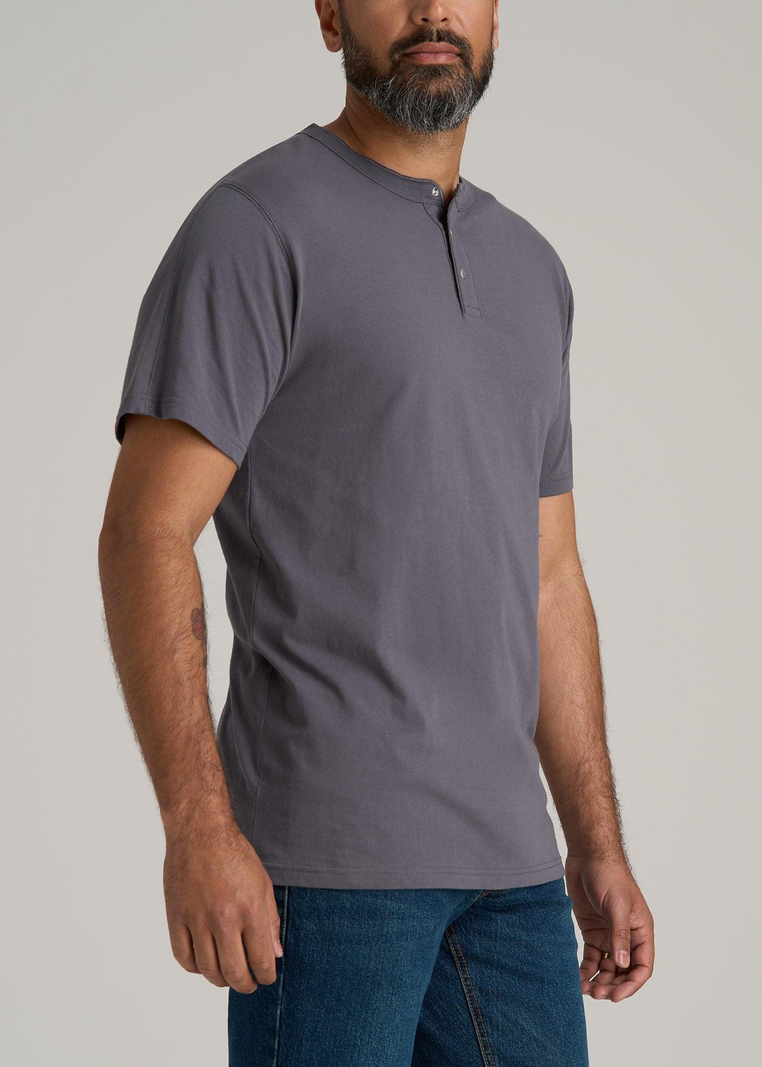 LJ&S REGULAR-FIT Jersey Henley Tee for Tall Men in Asphalt Product Image