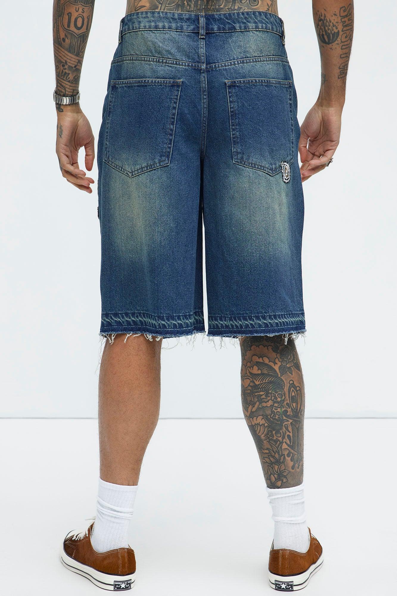 Hilltop Paisley Relaxed Denim Short - Medium Blue Wash Product Image